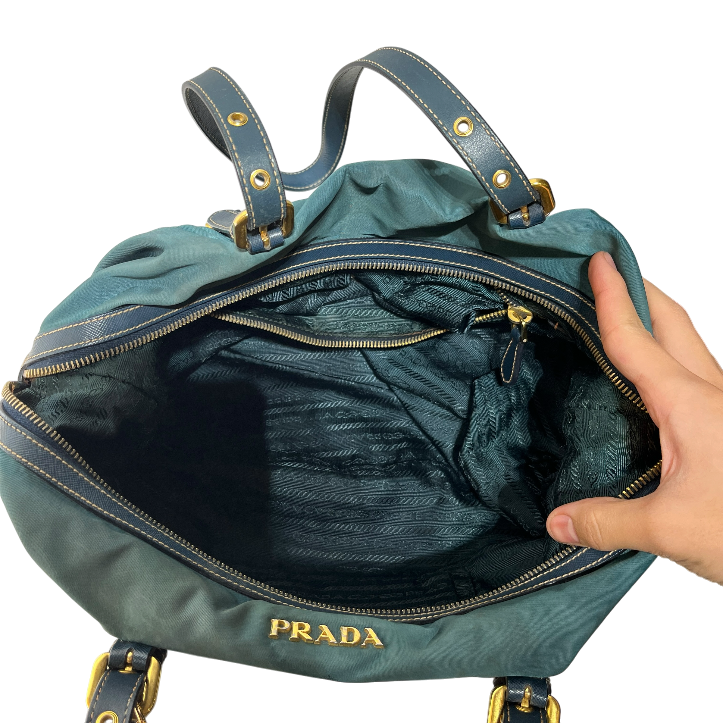 PRADA/Tote Bag/Nylon/GRN/TURQOISE TESSUTO BAULETTO view 4