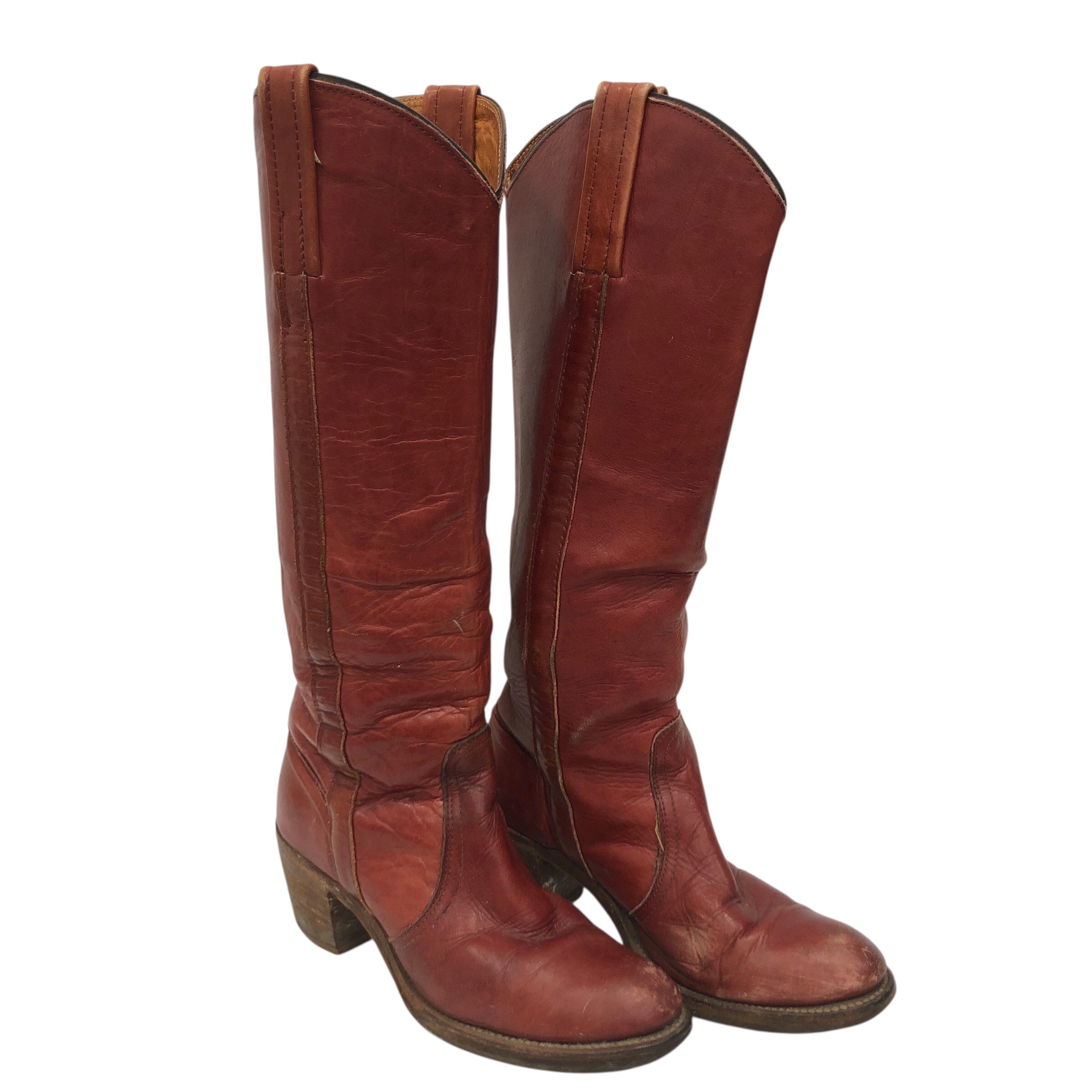 FRYE/Vintage/Western Boots/US 6.5/Leather/RED/70S TALL BOOTS view 1