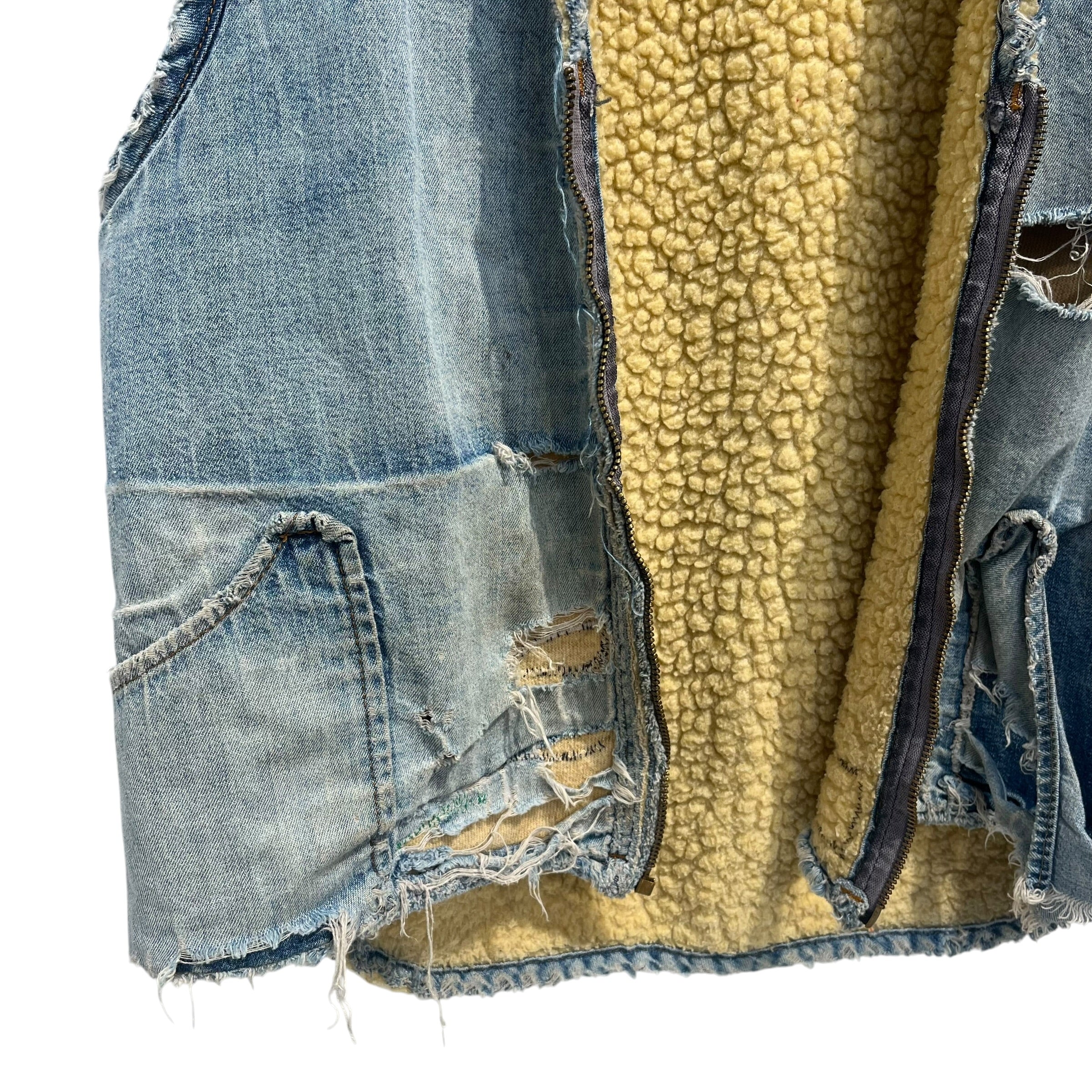 Vintage/Vest/Denim/IDG/THRASHED SHERPA LINED VEST view 4
