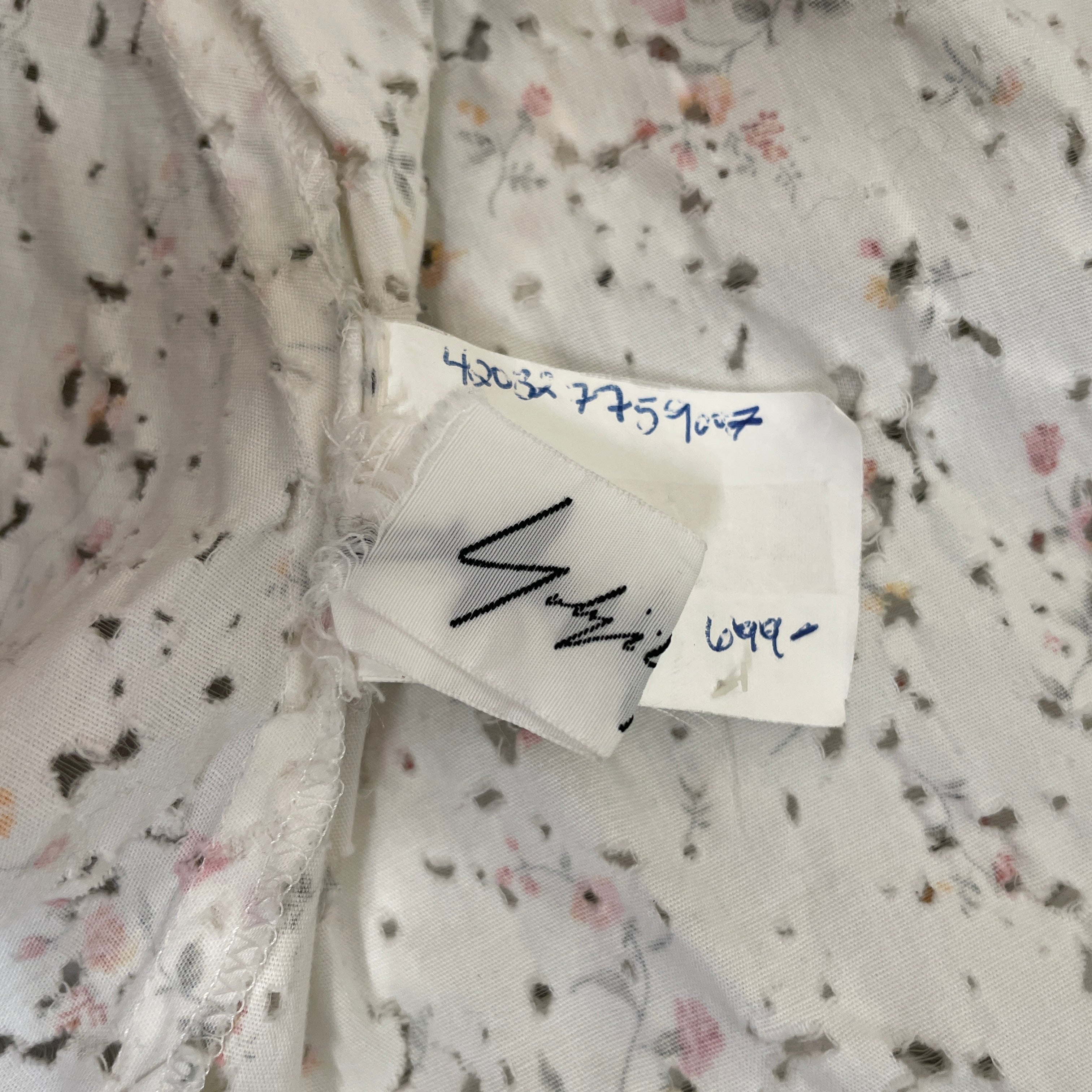 YOHJI YAMAMOTO/LS T-Shirt/Floral Pattern/Cotton/WHT/SPRING 2010 FLORAL TOP view 5