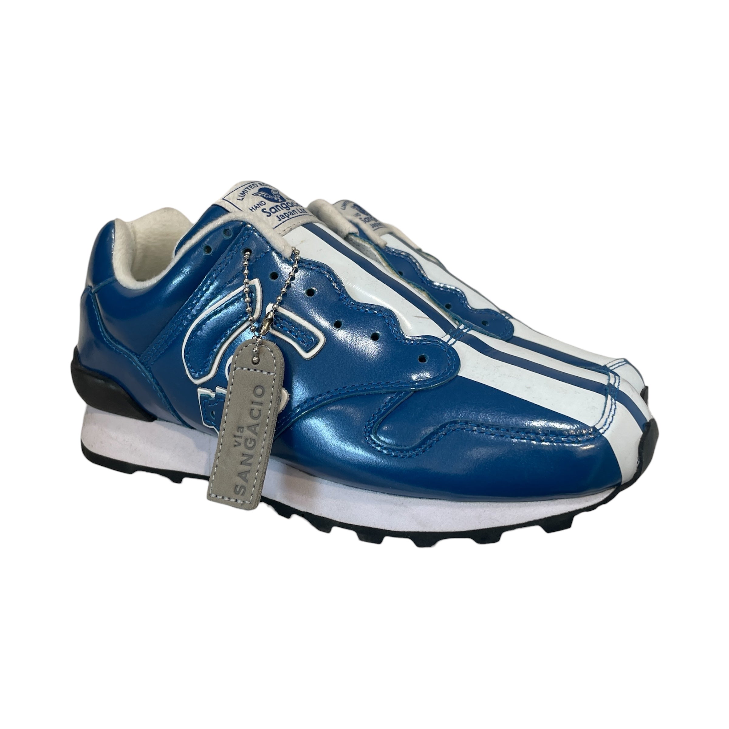 Santiago/Low-Sneakers/US 5.5/Leather/BLU/stiped shoes view 1