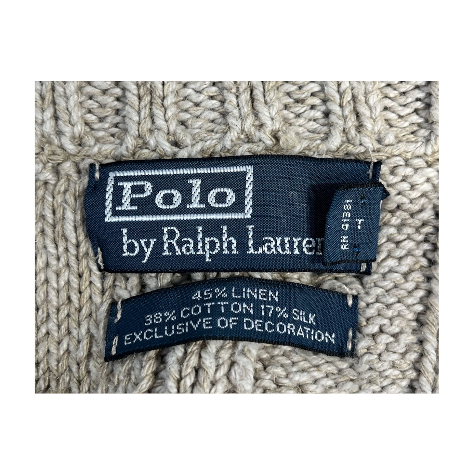 POLO RALPH LAUREN/Heavy Sweater/XL/Cotton/BEG/AMERICAN FLAG KNIT SWEATER view 3