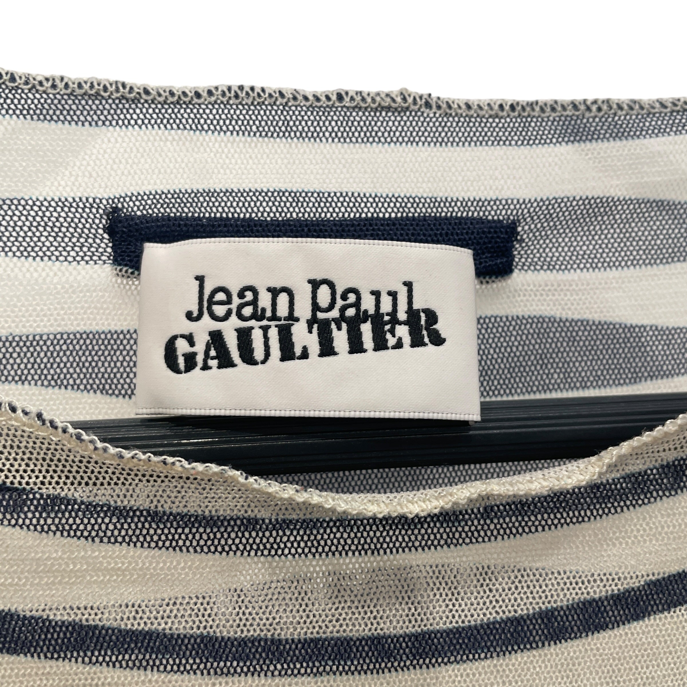 Jean Paul Gaultier/LS Dress/L/All Over Print/Polyester/WHT/BLUE STRIPED ACCENTS ALL OVER view 3