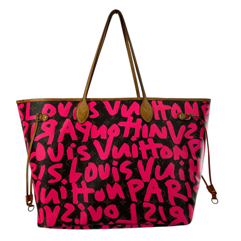 LOUIS VUITTON/Hand Bag/Monogram/Leather/PNK/NEVERFULL GRAFFITI MARC JACOB