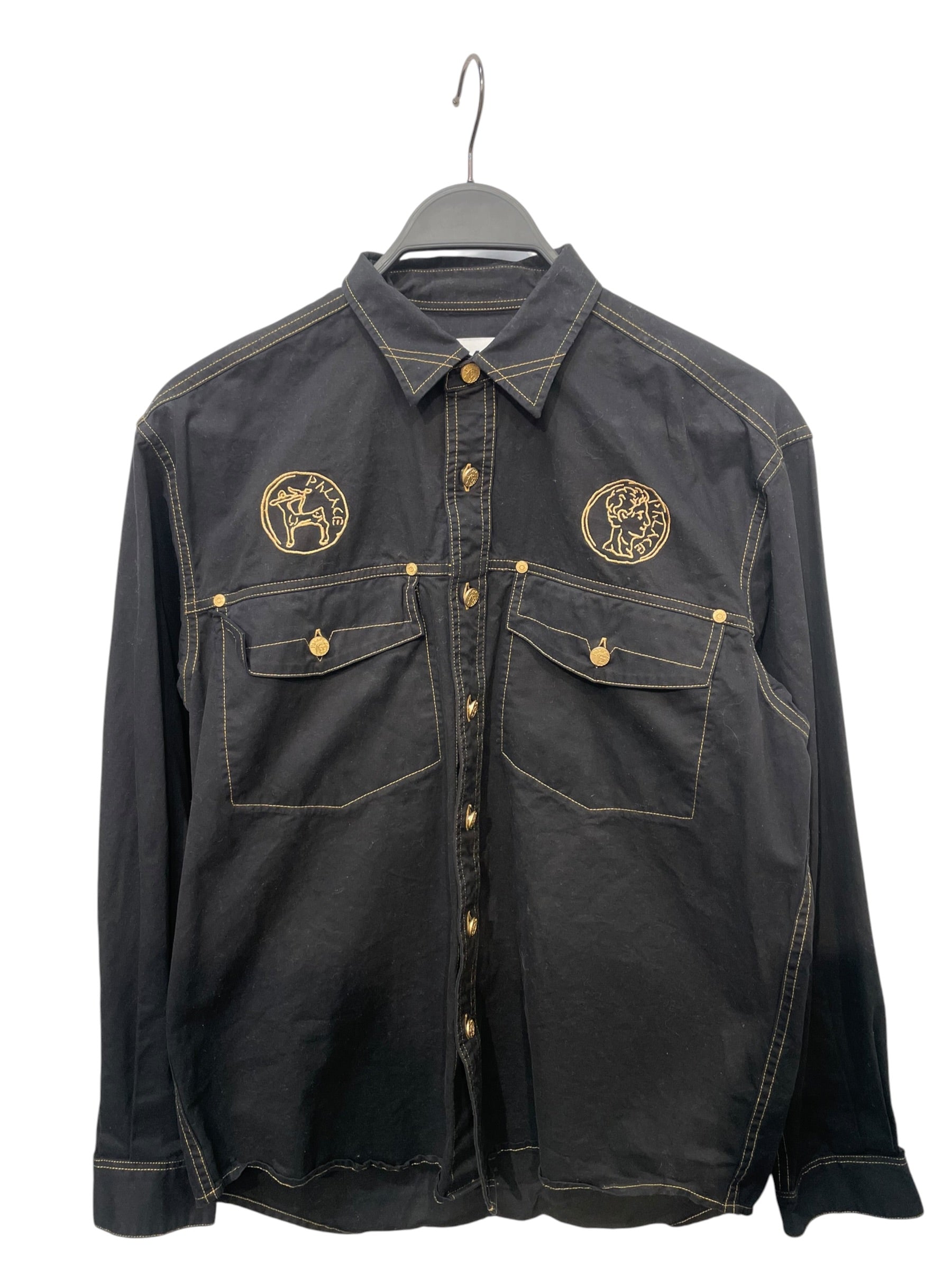 PALACE/LS Shirt/S/Cotton/BLK/Western/palasonic greco button down view 1