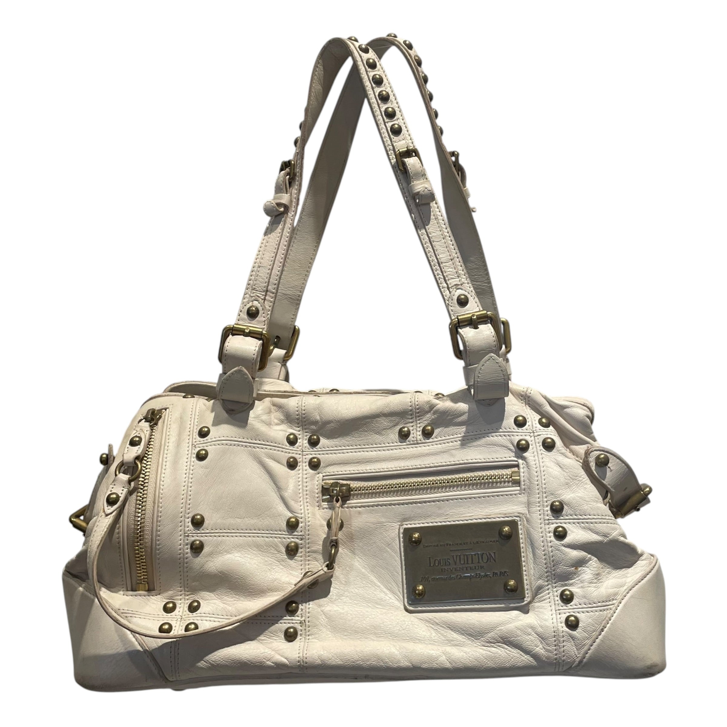LOUIS VUITTON/Bag/Leather/WHT/Rivieting Bag view 2