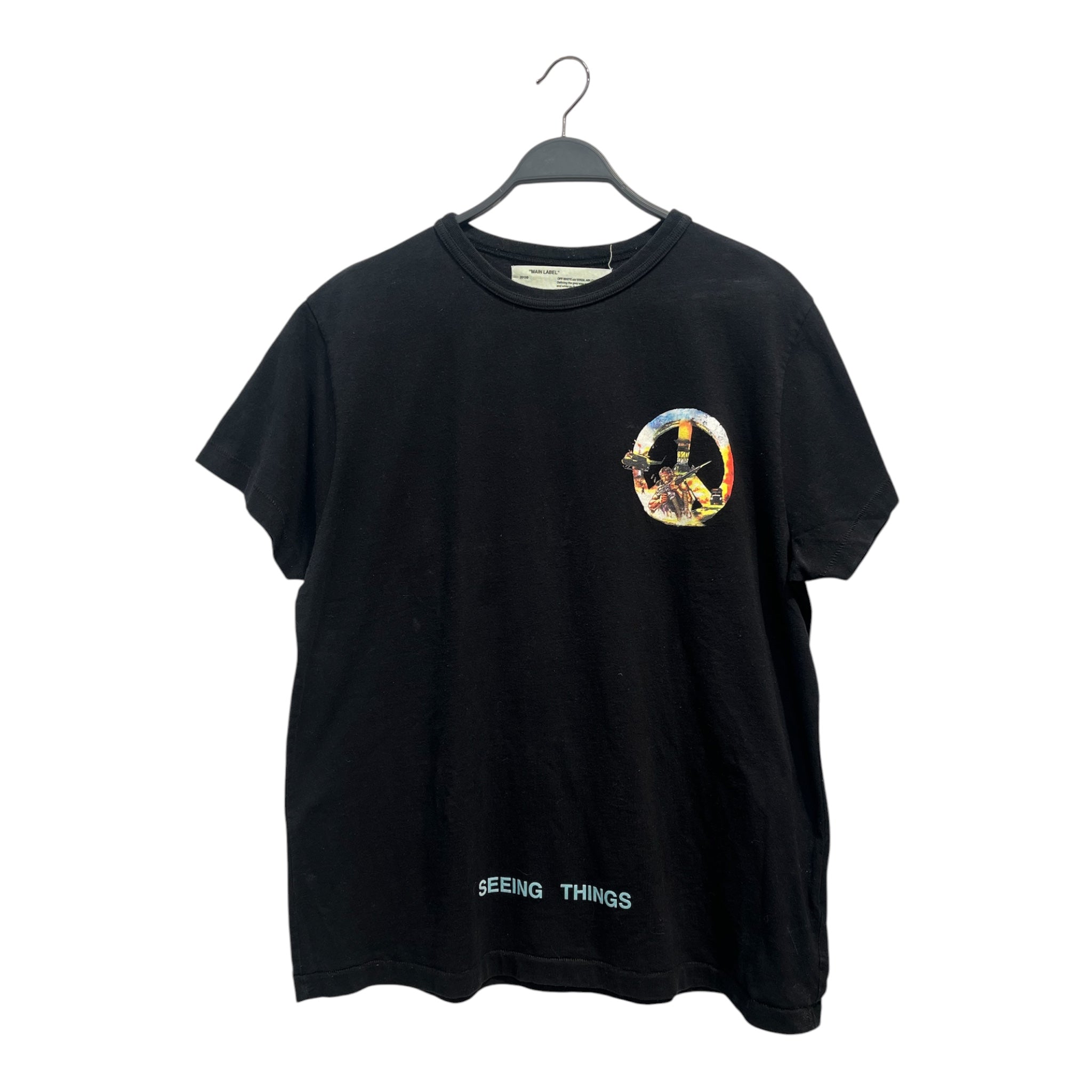 OFF-WHITE/T-Shirt/S/Cotton/BLK/SEEING THINGS PEACE SIGN view 1