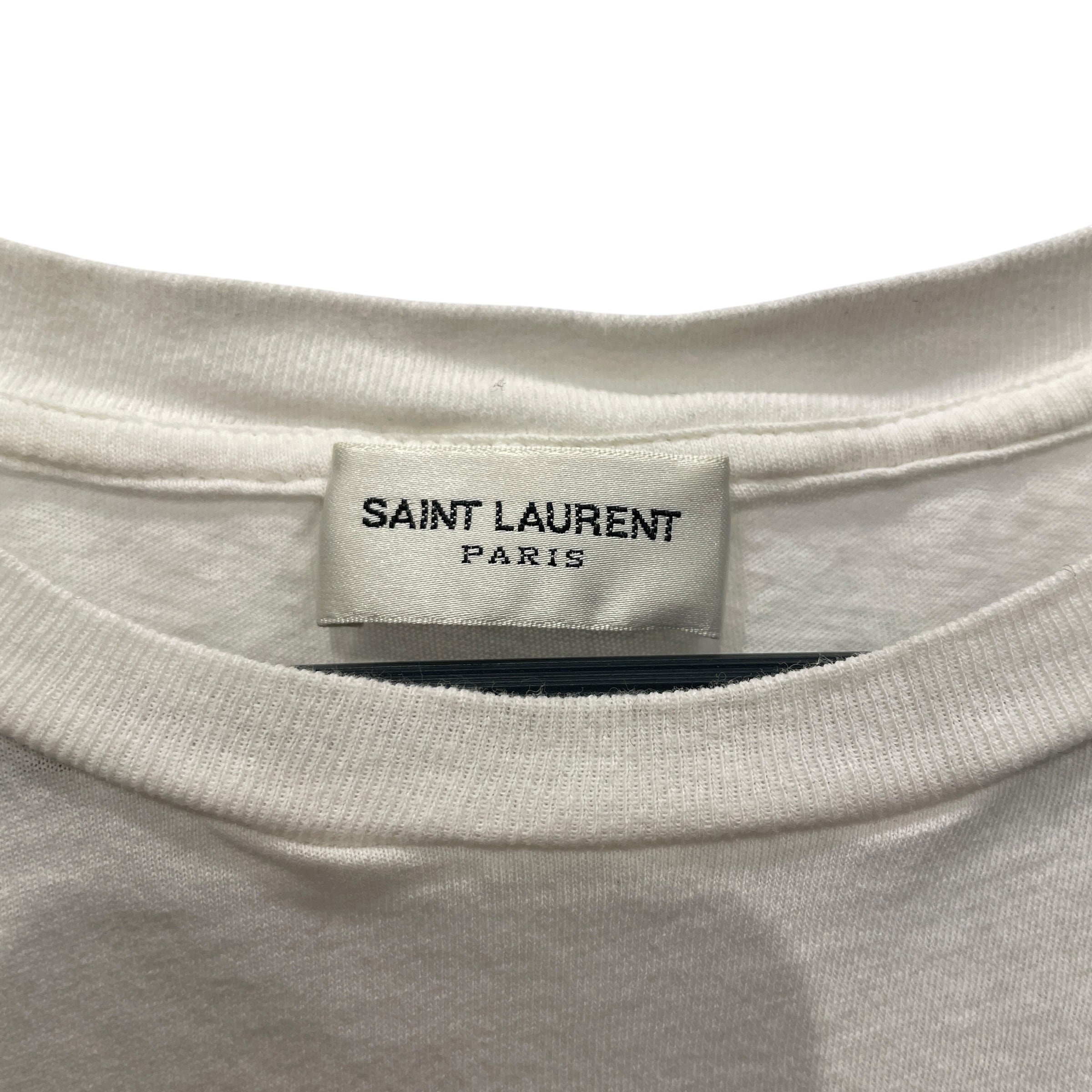 SAINT LAURENT/T-Shirt/S/Cotton/WHT/CAT WINE view 3