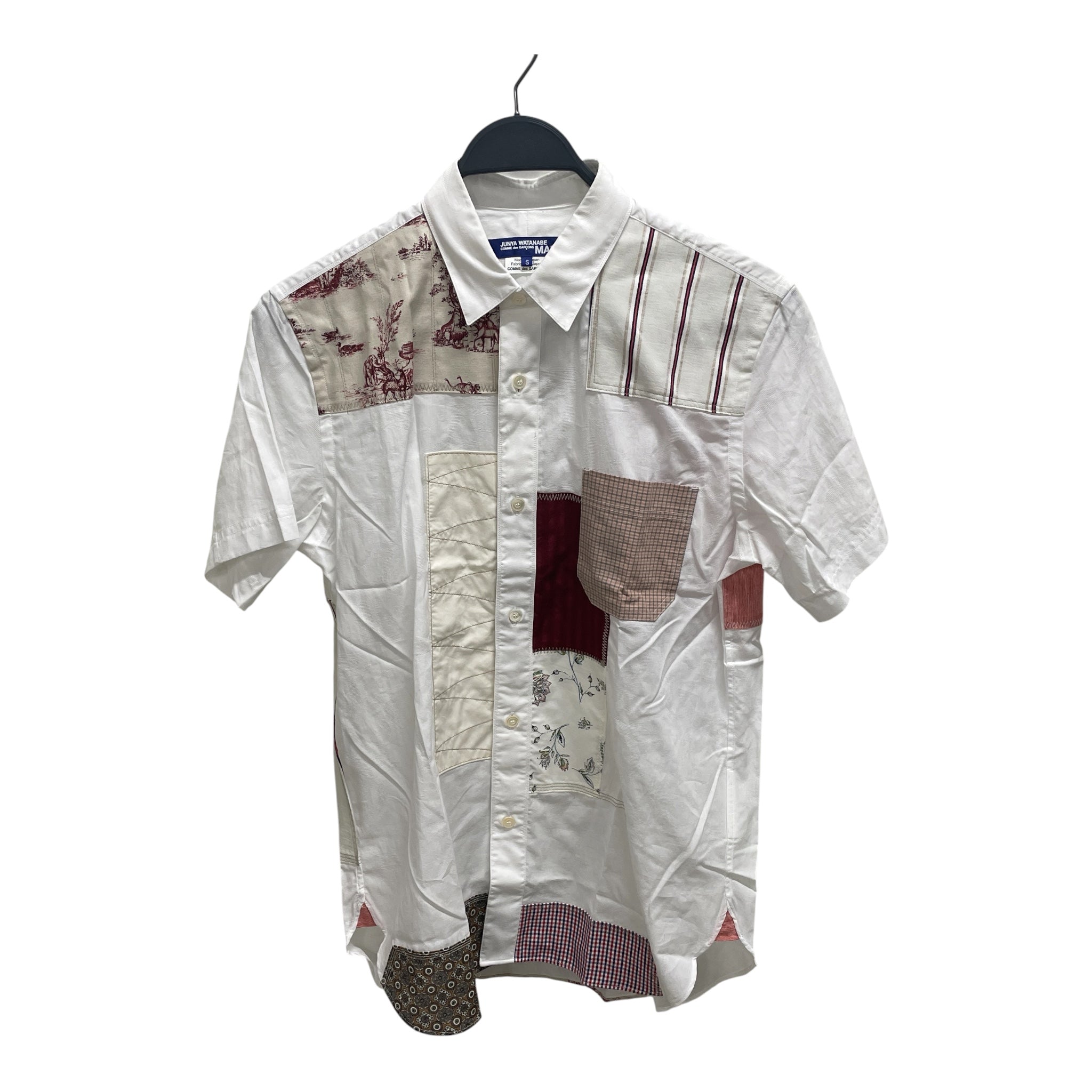 JUNYA WATANABE COMME des GARCONS MAN/SS Shirt/M/Cotton/WHT/PATCHWORK/PLAID/BURGUNDY view 1