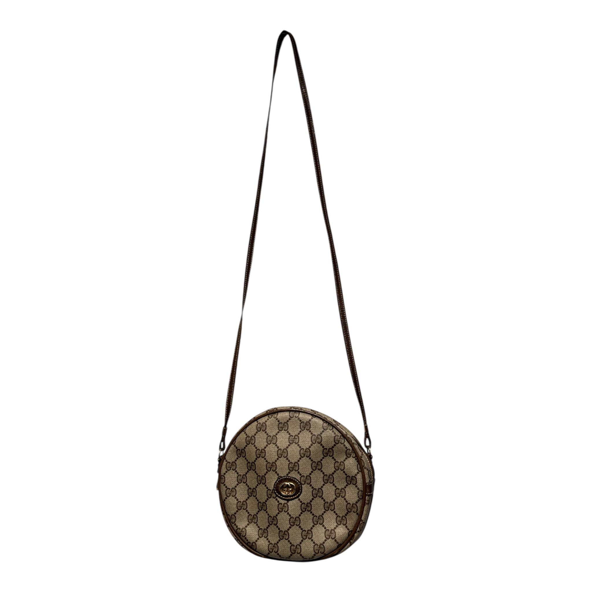 GUCCI/Cross Body Bag/Monogram/Tweed/KHK/Circle/Old Gucci view 1