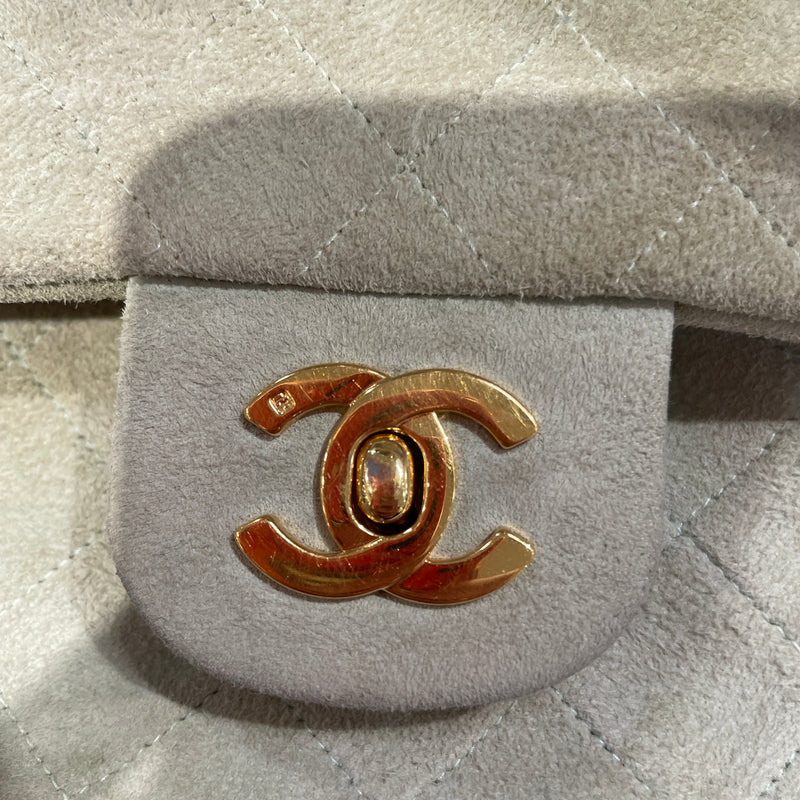 CHANEL/Hand Bag/Suede/GRN/VINTAGE DOUBLE FLAP