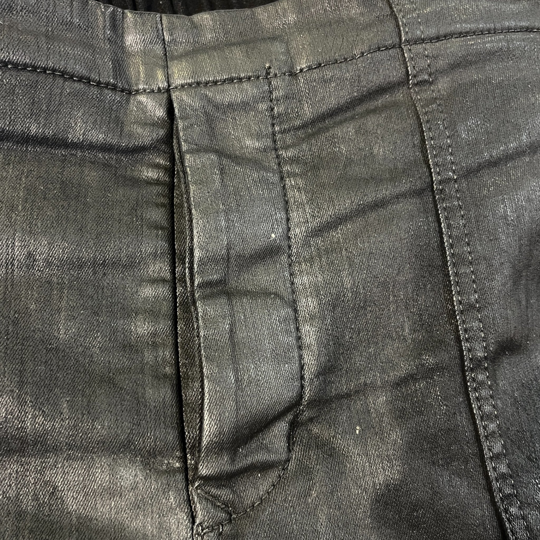 RICK OWENS DRKSHDW/Straight Pants/XXL/Denim/BLK/Button Fly/WAXED DENIM view 4