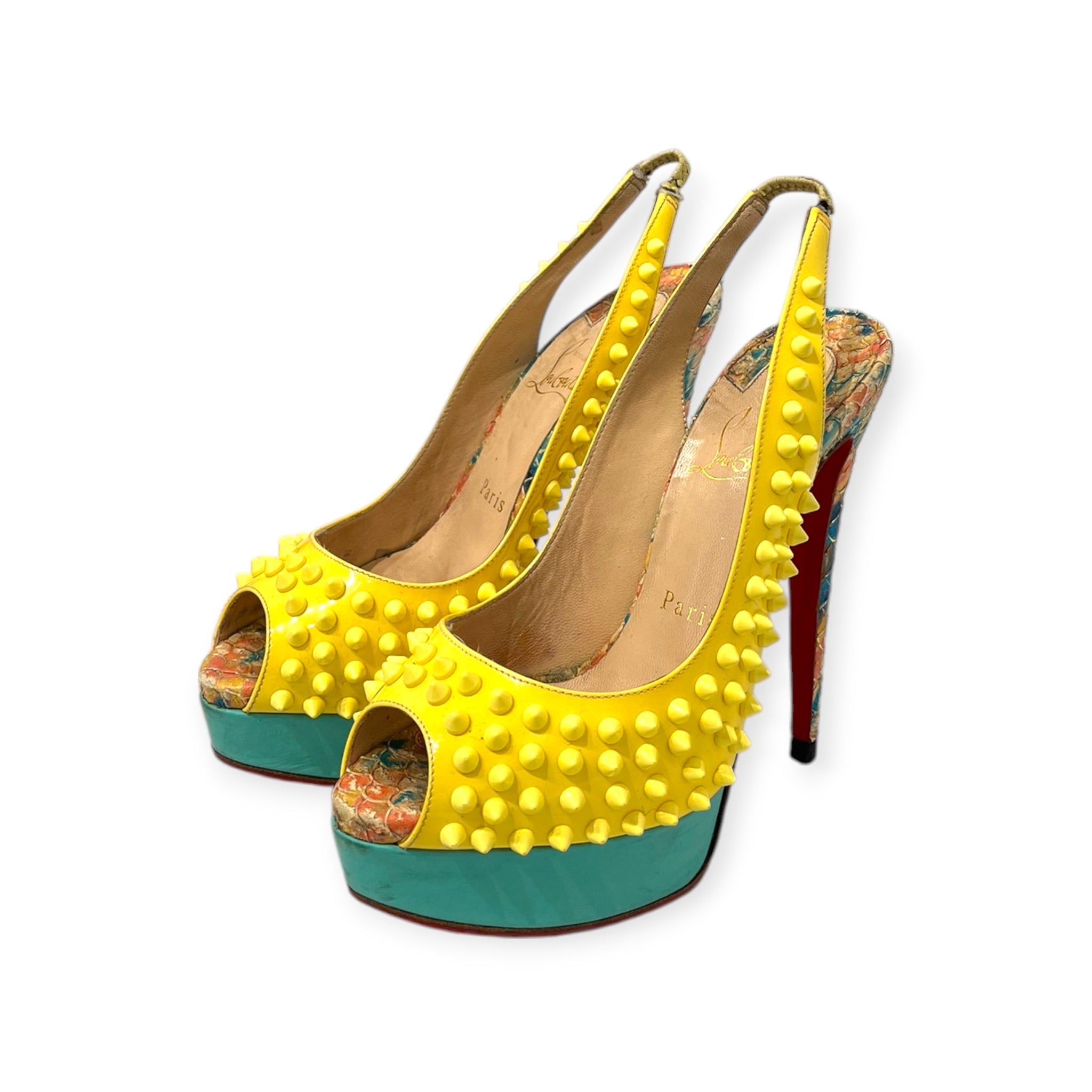 Christian Louboutin/Heels/EU 36/YEL/SPIKE ACCENT FISHSCALE PUMPS view 1