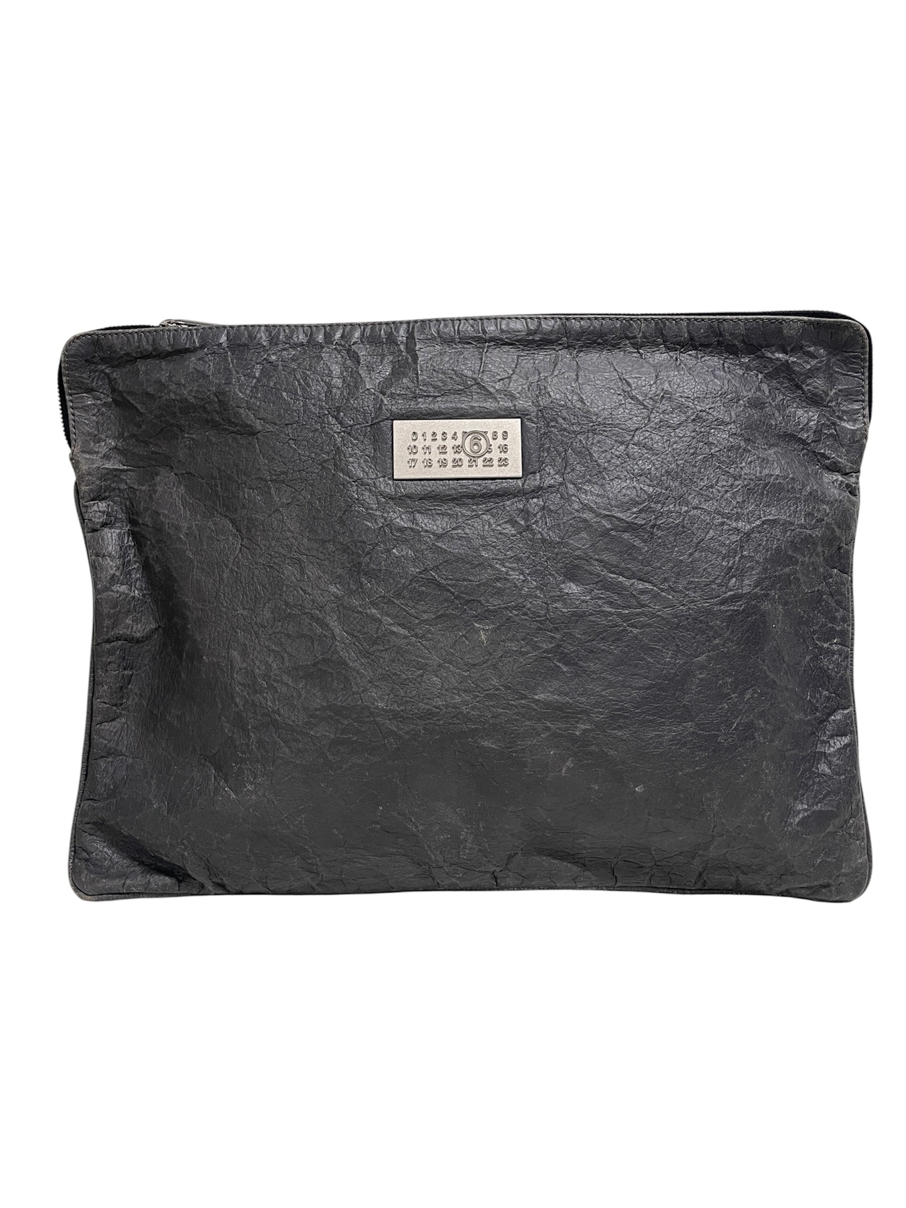 MM6/Bag/Leather/GRY/wrinkled, computer bag view 1