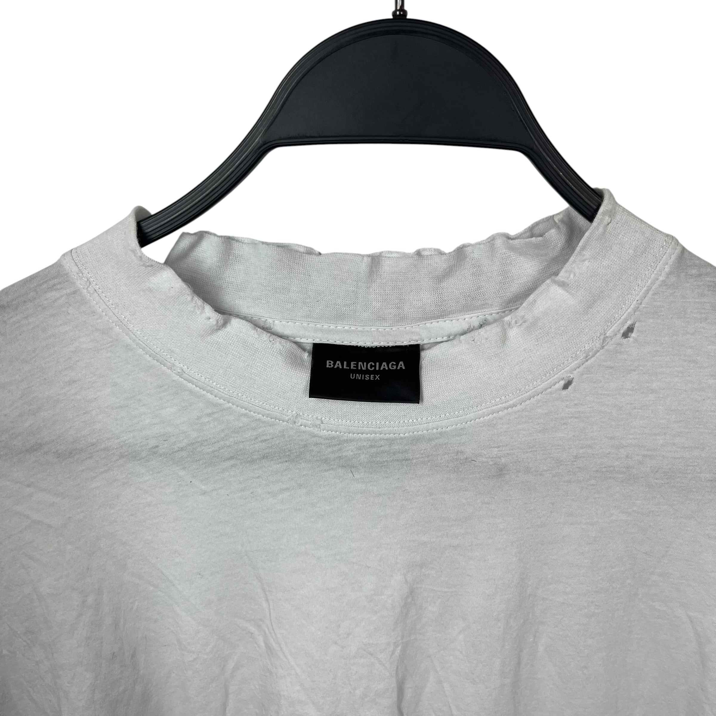 BALENCIAGA/T-Shirt/XS/Cotton/WHT/Collar embroidered view 3