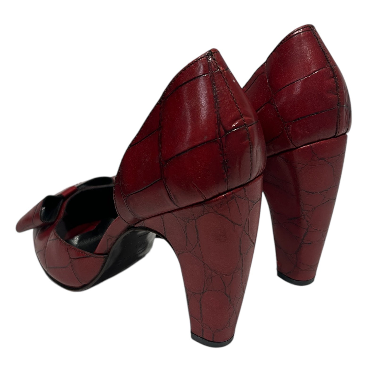 MIU MIU/Heels/EU 38.5/Animal Pattern/Leather/RED/BOWSCROCPRNT view 2
