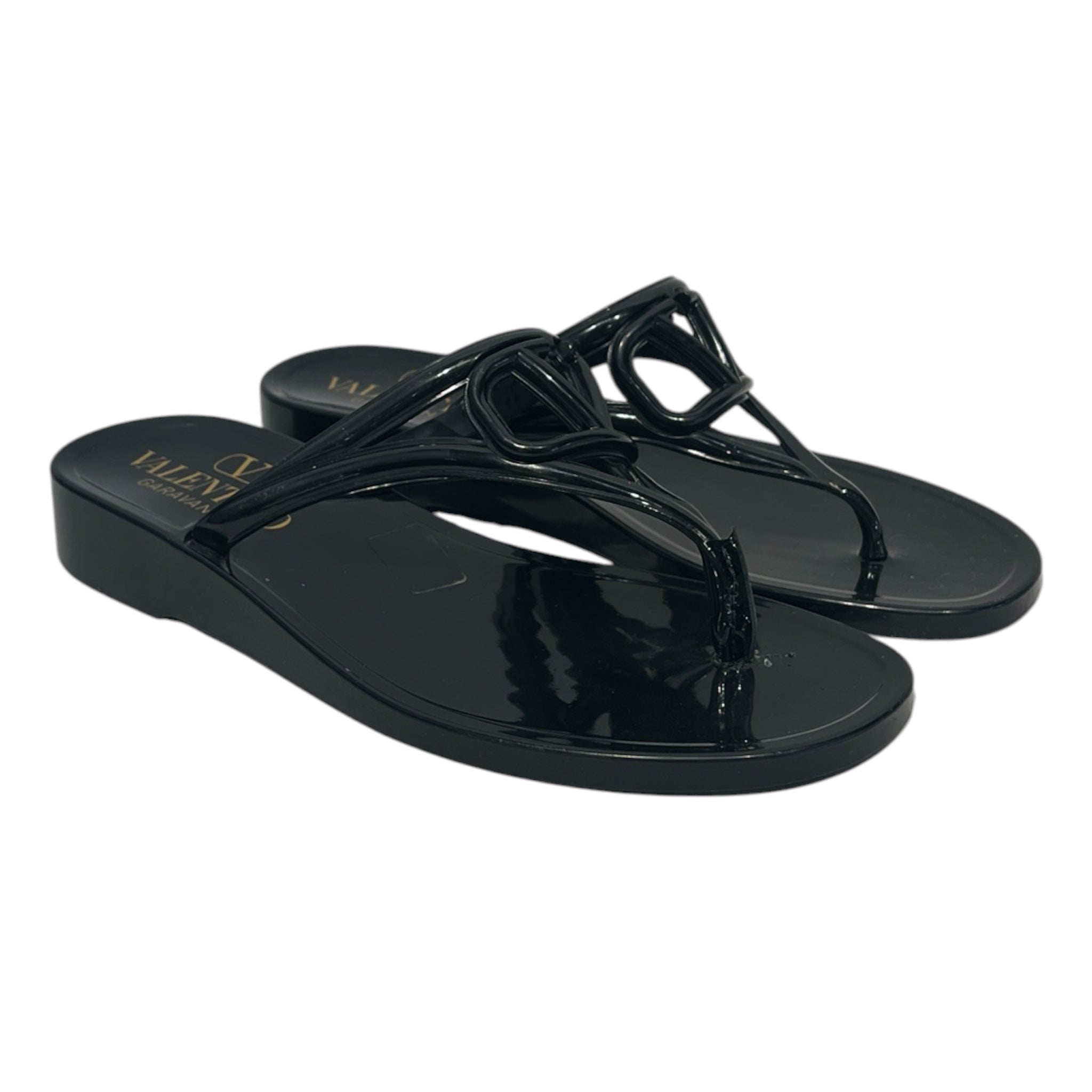 VALENTINO GARAVANI/Sandals/EU 36/BLK/v logo rubber flip flops view 1