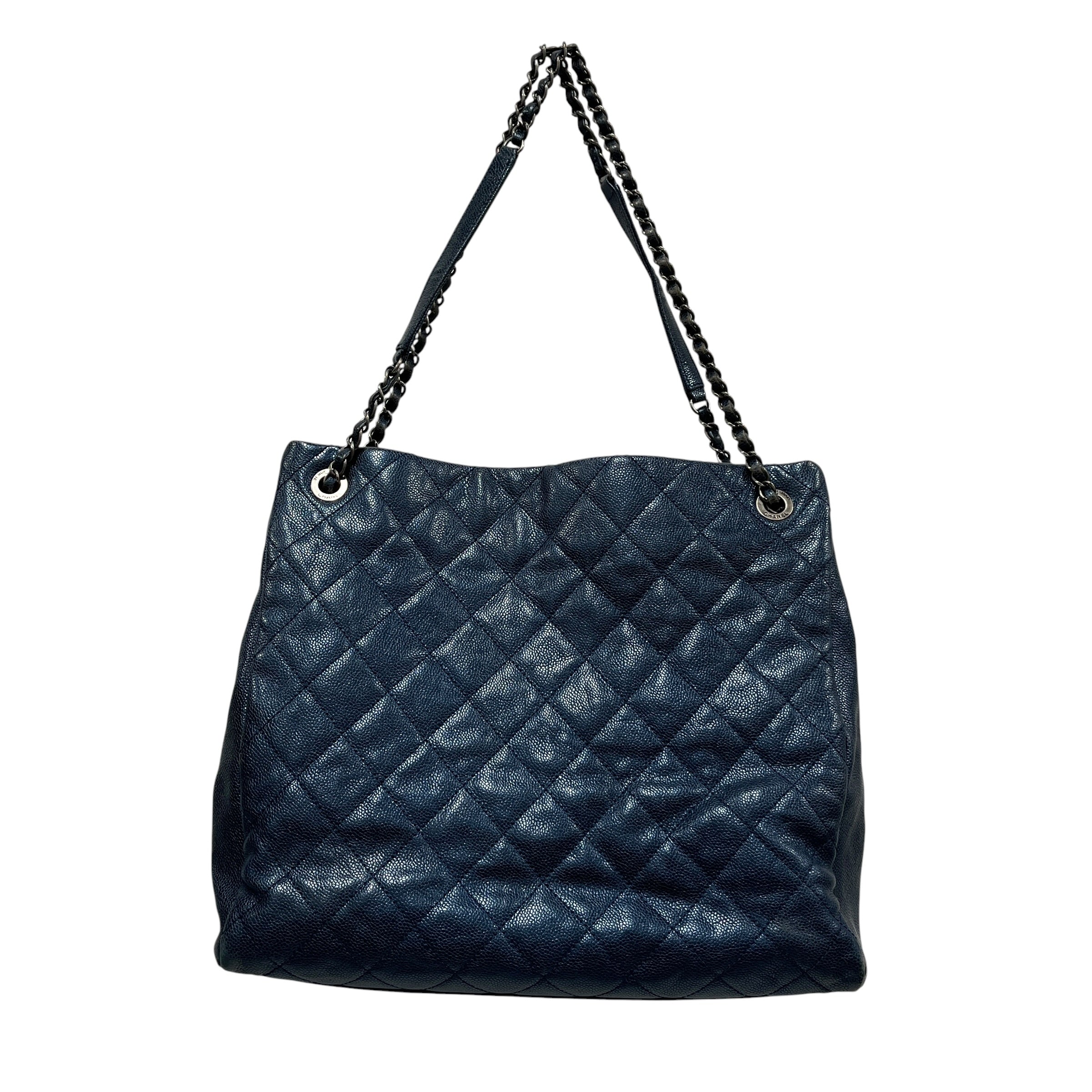 CHANEL/Tote Bag/Leather/BLU/Quilted shopping tote view 2