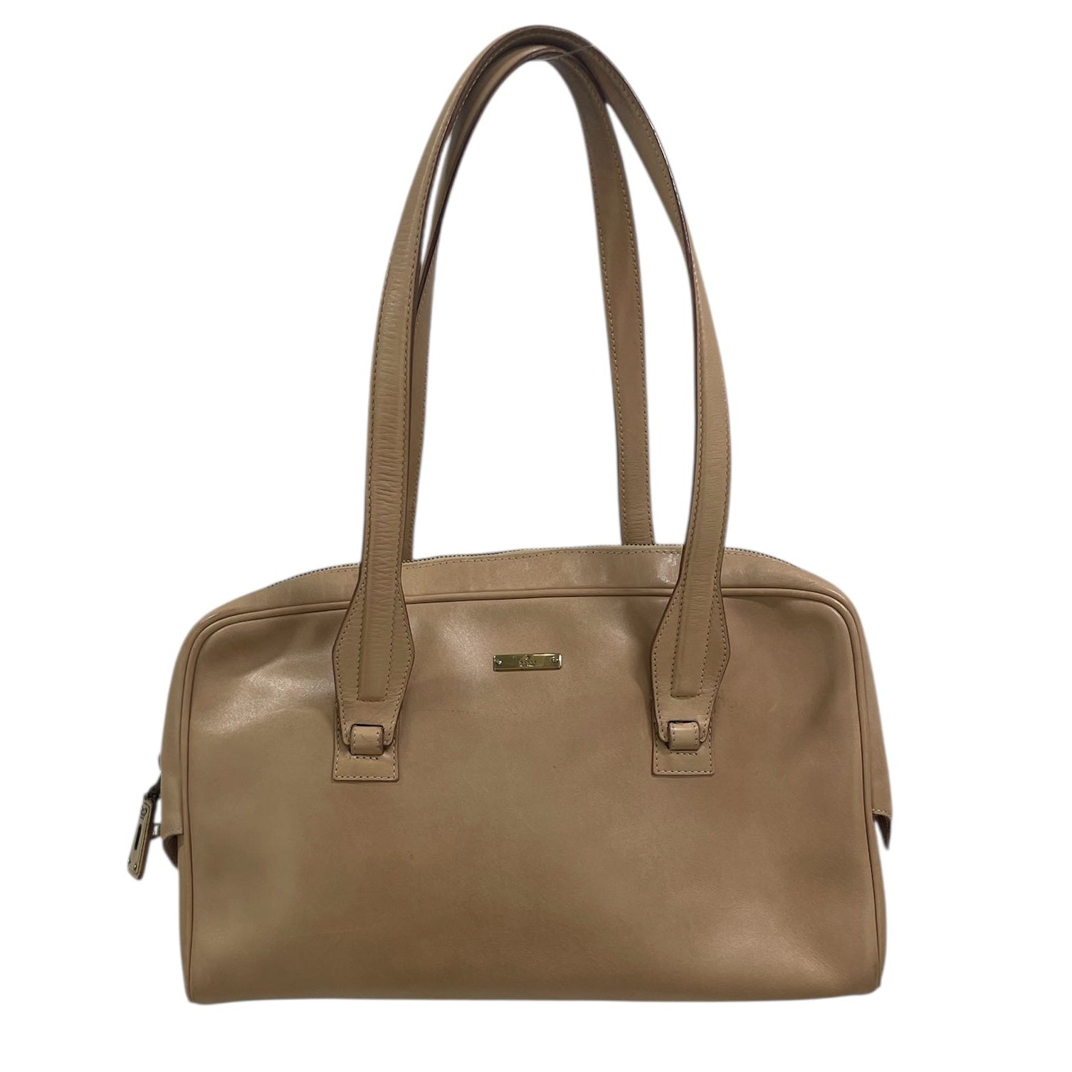 GUCCI/Hand Bag/Leather/BEG/CALFSKIN/ZIPPER LOGO view 1