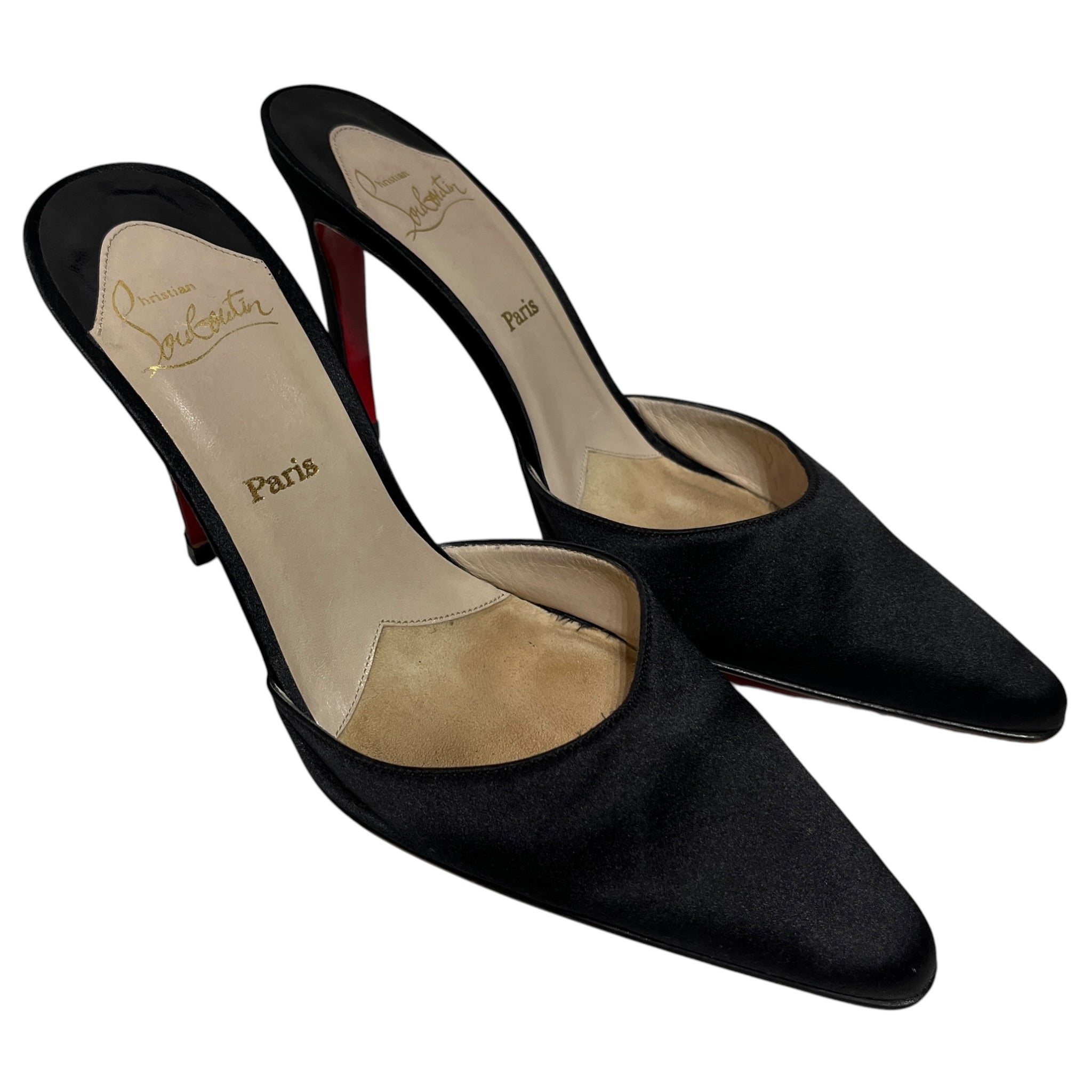 Christian Louboutin/Heels/US 8/Leather/CRM/Pointed Toe Sandal Heel view 1