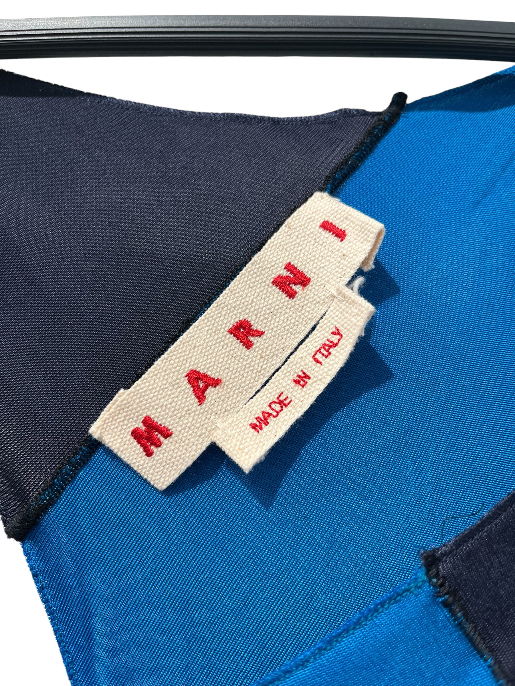 MARNI/Cut & Sew/42/Stripe/Rayon/BLU/PATCHWORK STRIPS TOP view 3