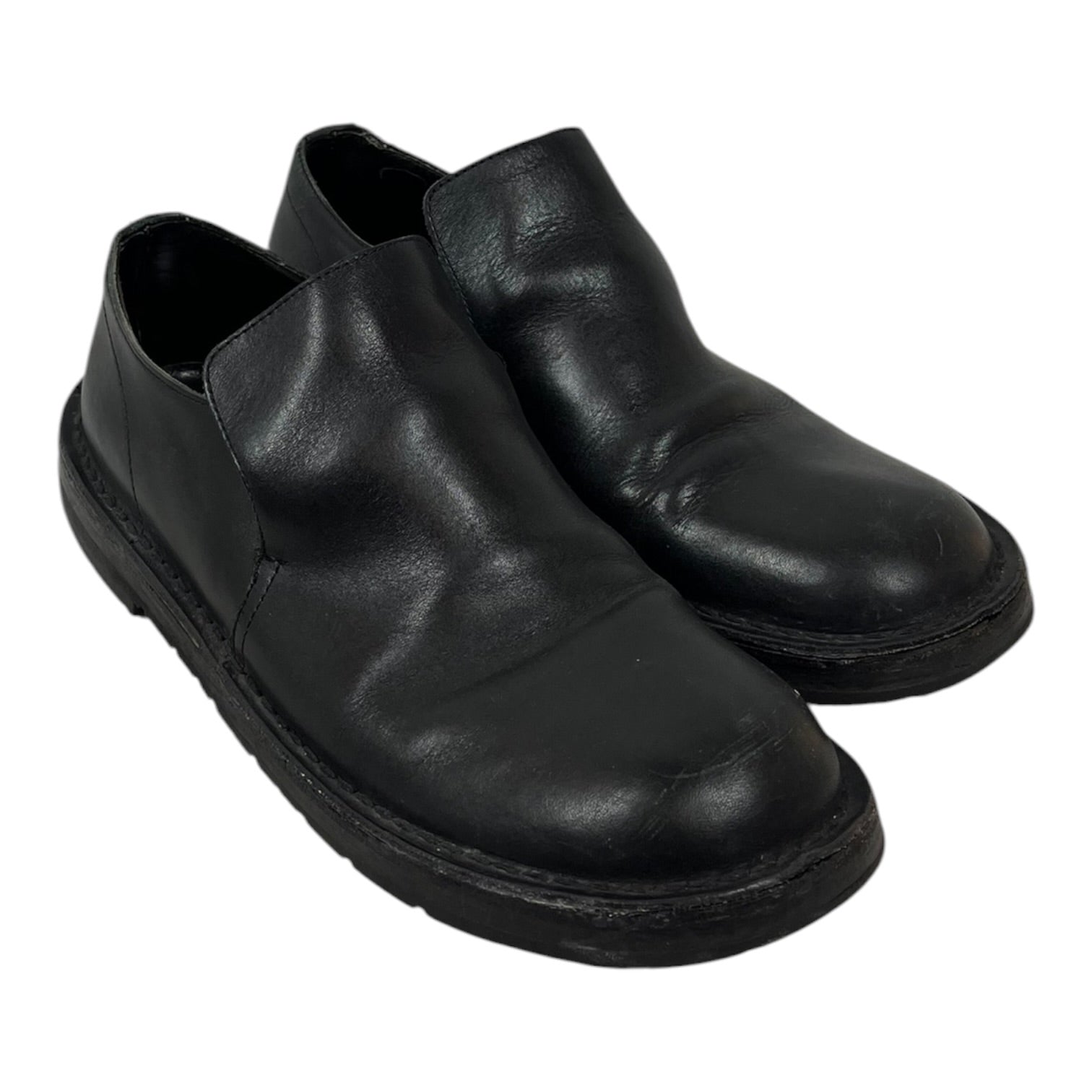 yohji yamamoto POUR HOMME/Loafers/EU 43/Leather/BLK/SLIP ON LOAFERS view 1