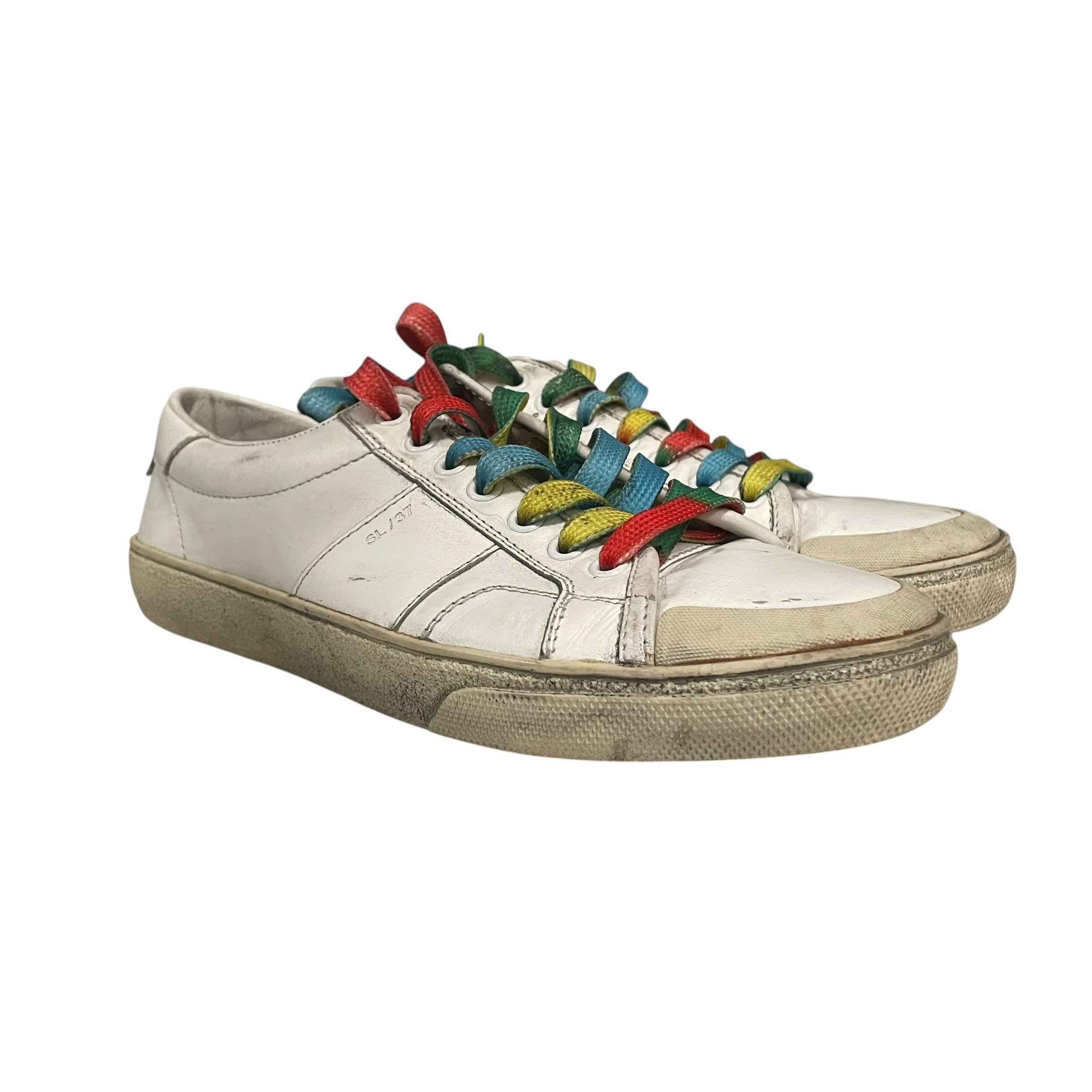 SAINT LAURENT/Low-Sneakers/EU 38.5/Leather/WHT/studded tongue view 1