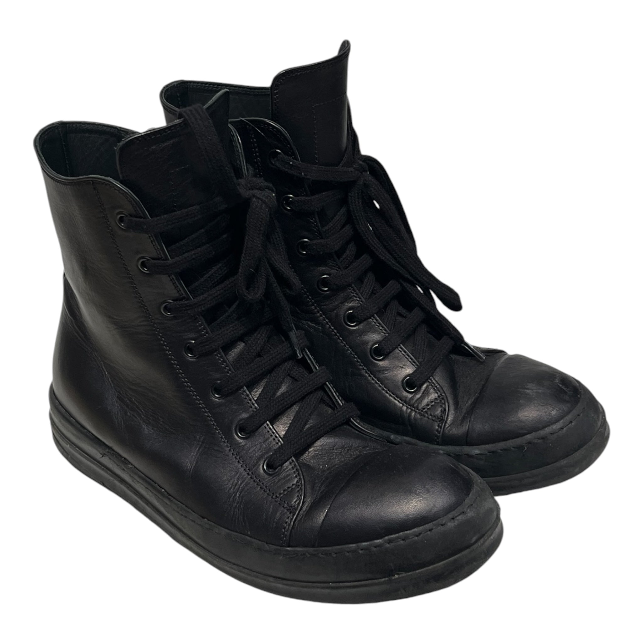 Rick Owens/Hi-Sneakers/US 8.5/Leather/BLK/RICK OWENS BLACK MAINLINE view 1