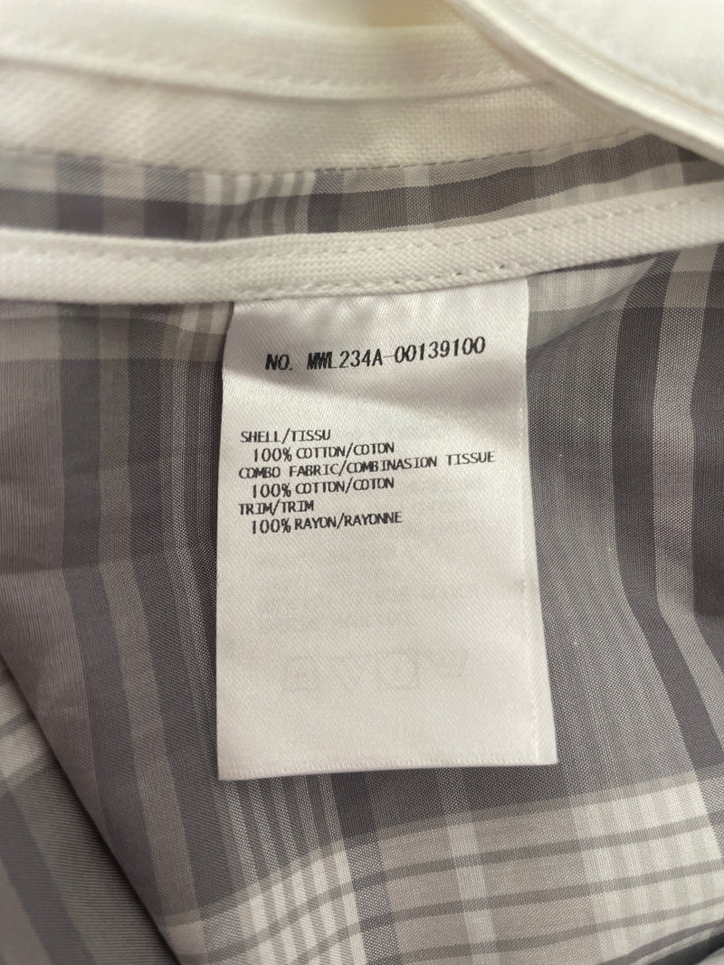 THOM BROWNE. NEW YORK/LS Shirt/2/Cotton/WHT/PLAID ON BLACK