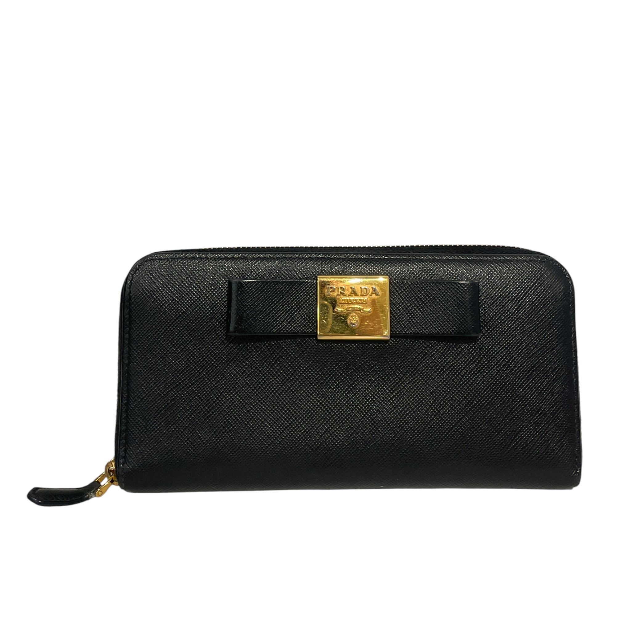 PRADA/Long Wallet/Leather/BLK/L's/GLD ON BLK BOW, DC74GWR view 1