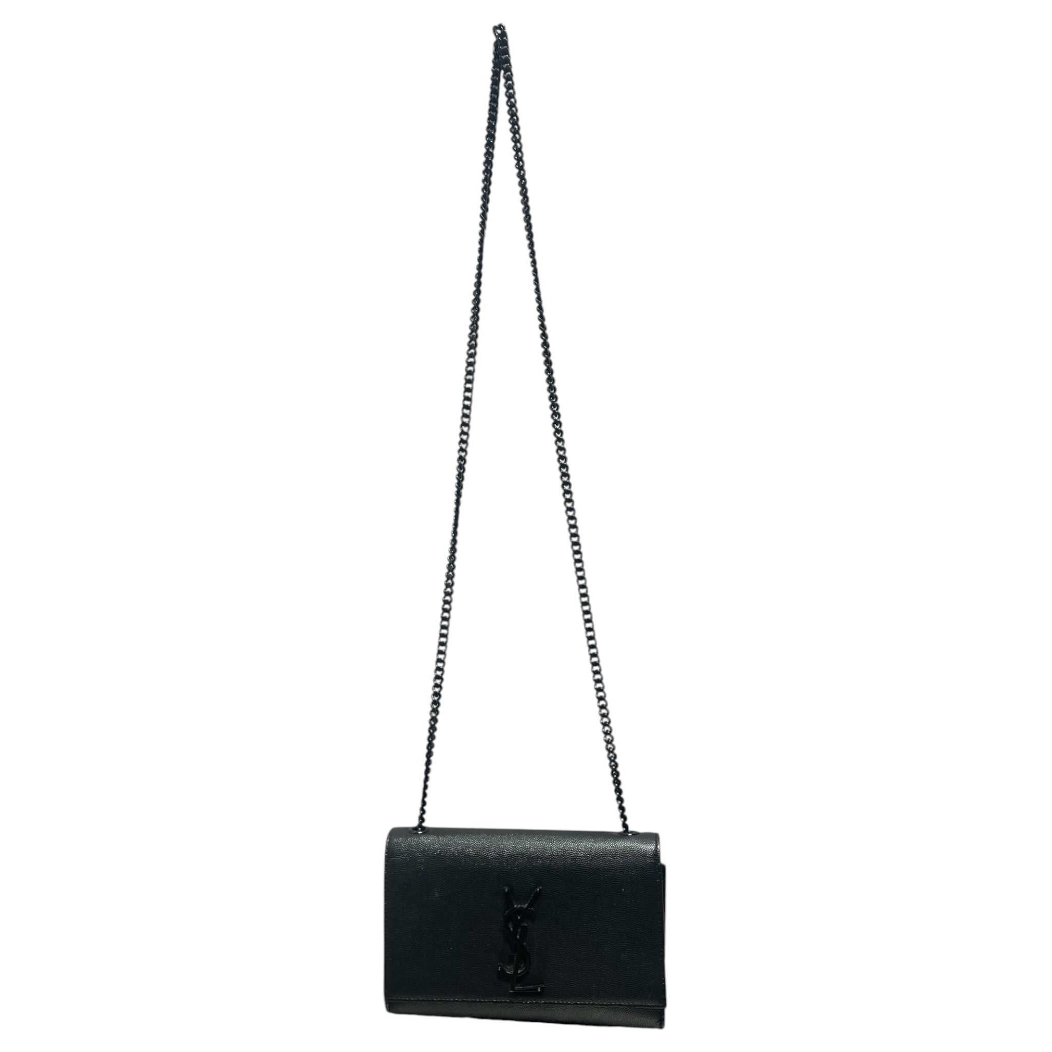 SAINT LAURENT/Cross Body Bag/Leather/BLK/Kate Medium Chain Bag view 1