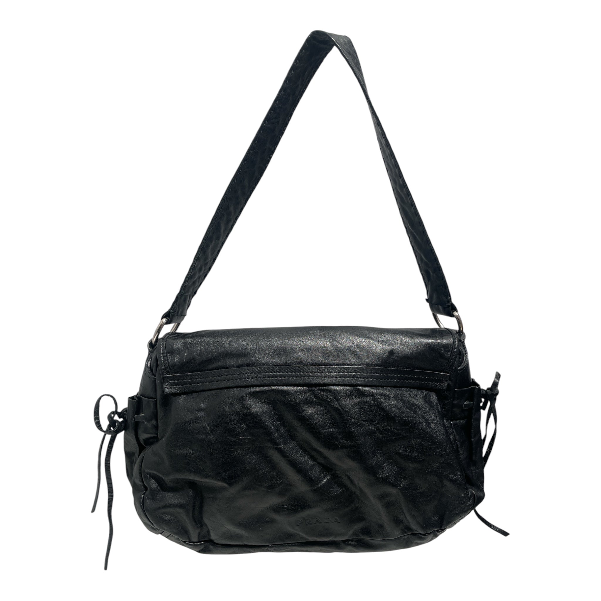 PRADA/Cross Body Bag/Leather/BLK/Calf Leather Shoulder Bag view 2