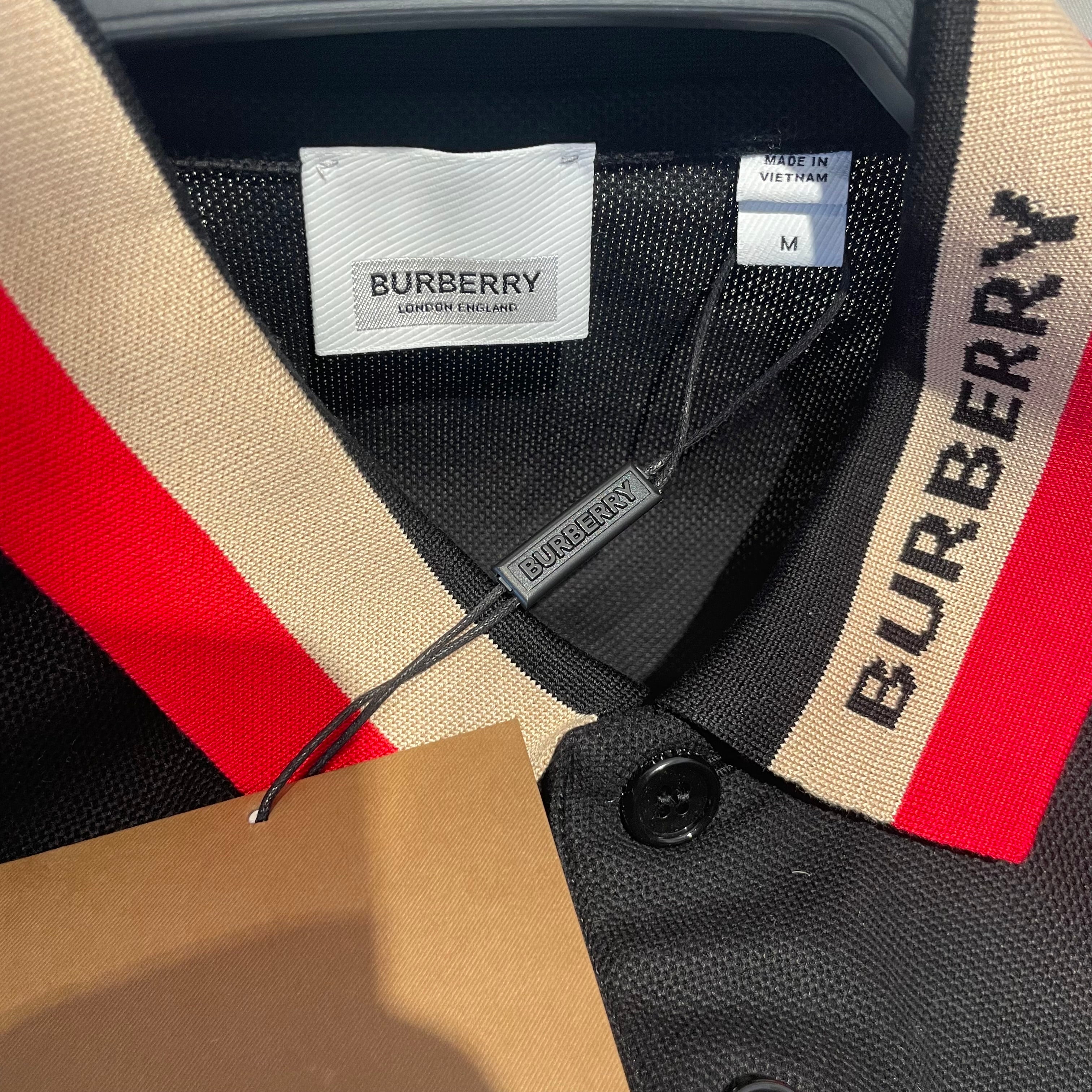 BURBERRY/Shirt/M/Cotton/BLK/jacquard polo logo collar view 3