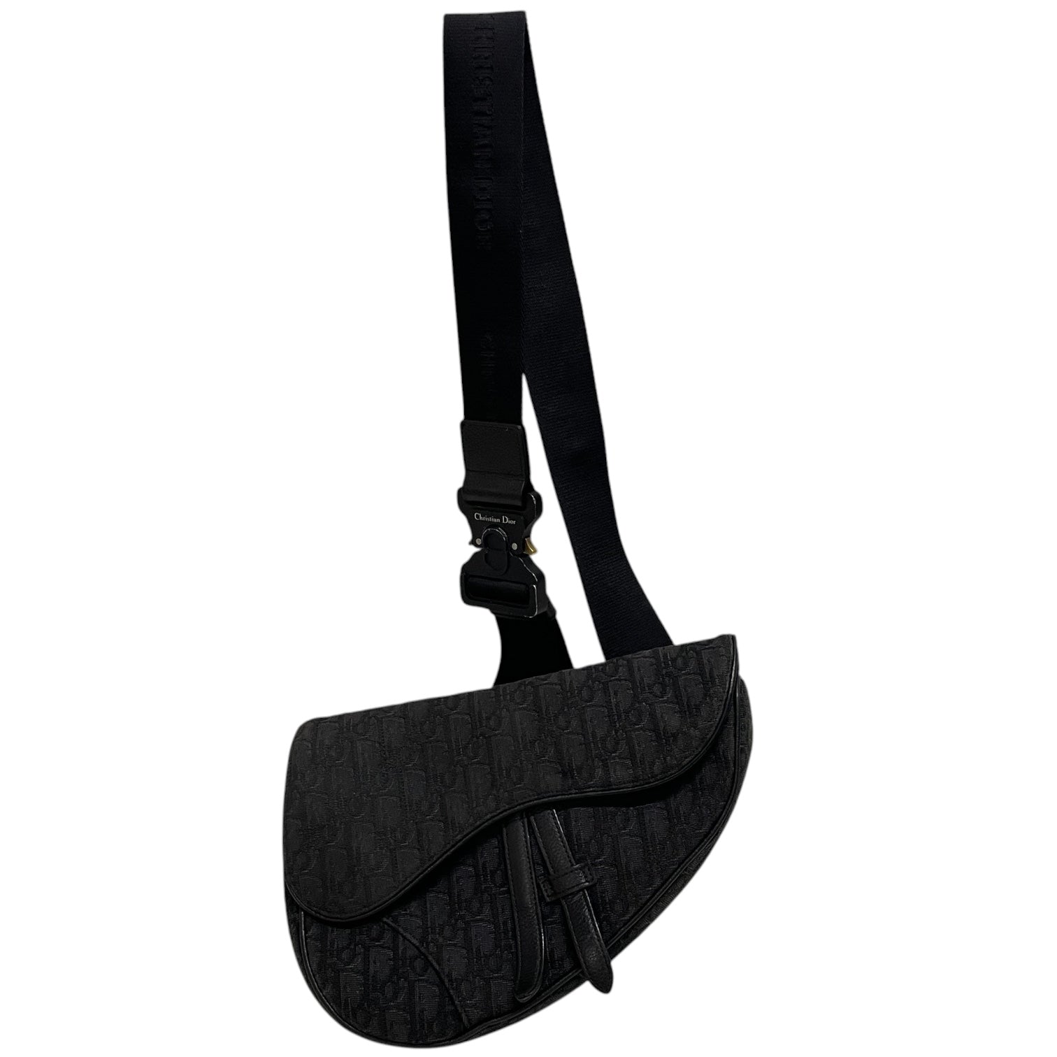 Christian Dior/Cross Body Bag/Monogram/Cotton/BLK/94XMDRV/SADDLE BAG BLACK view 1