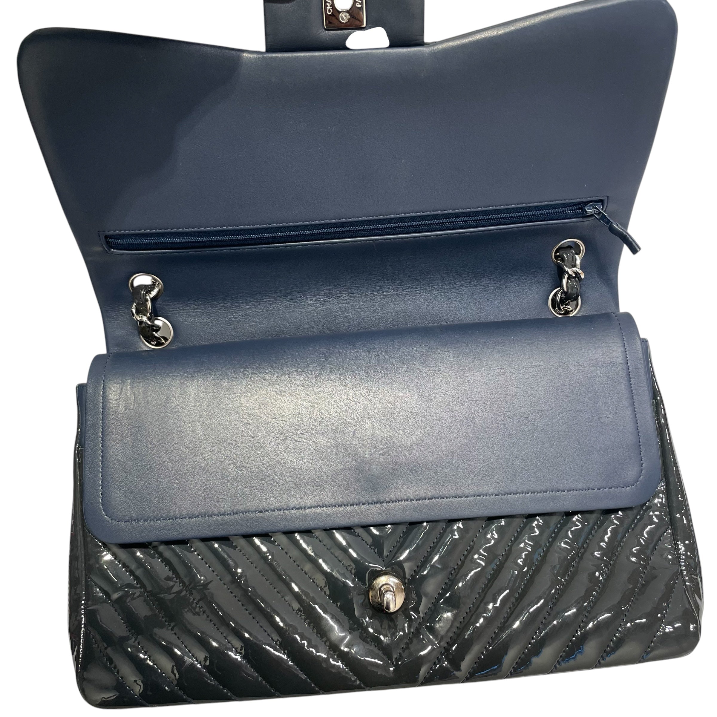 CHANEL/Hand Bag/Leather/GRN/classic/silver-tone logo view 7