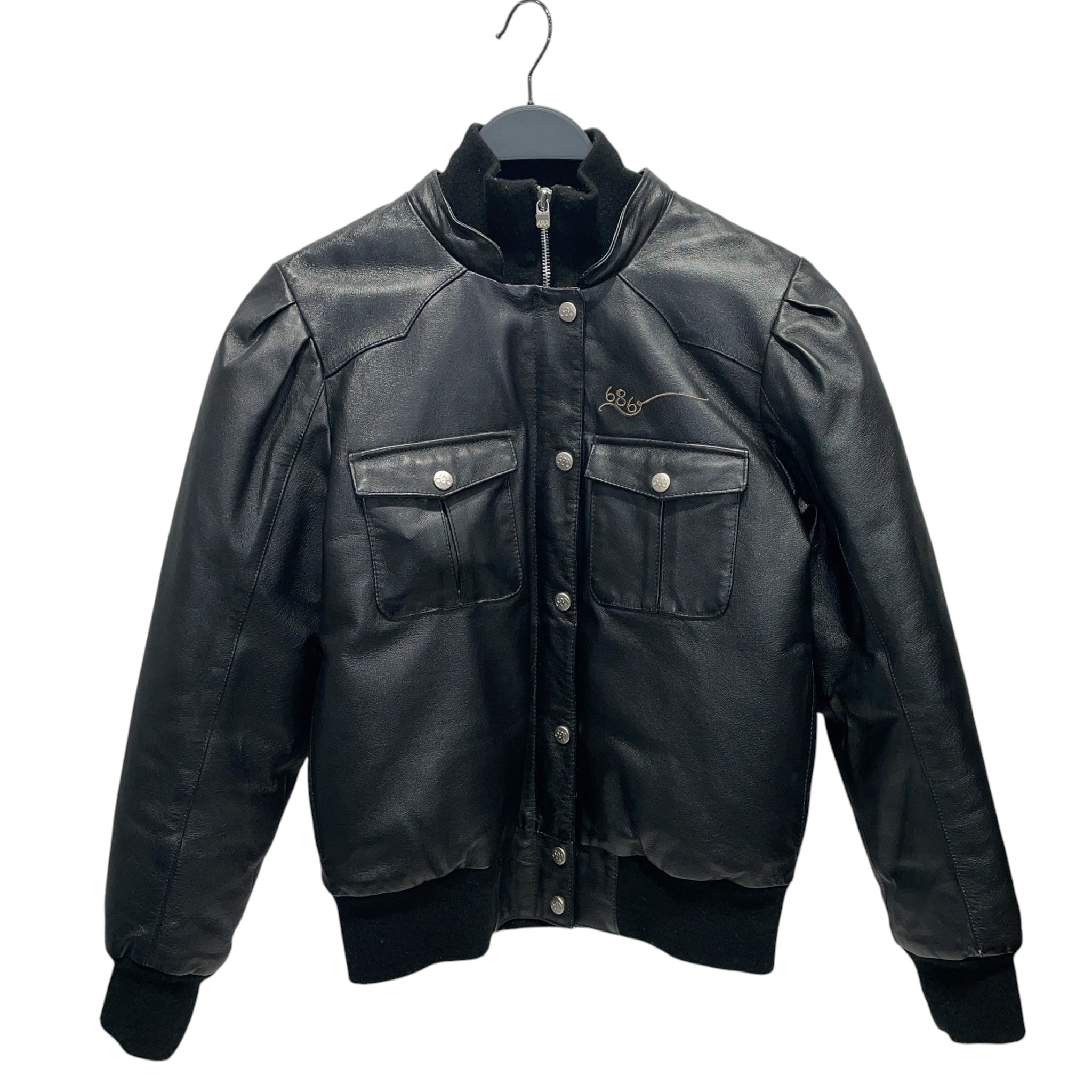 686/Leather Jkt/M/Leather/BLK/Black Leather Bomber Jacket view 1