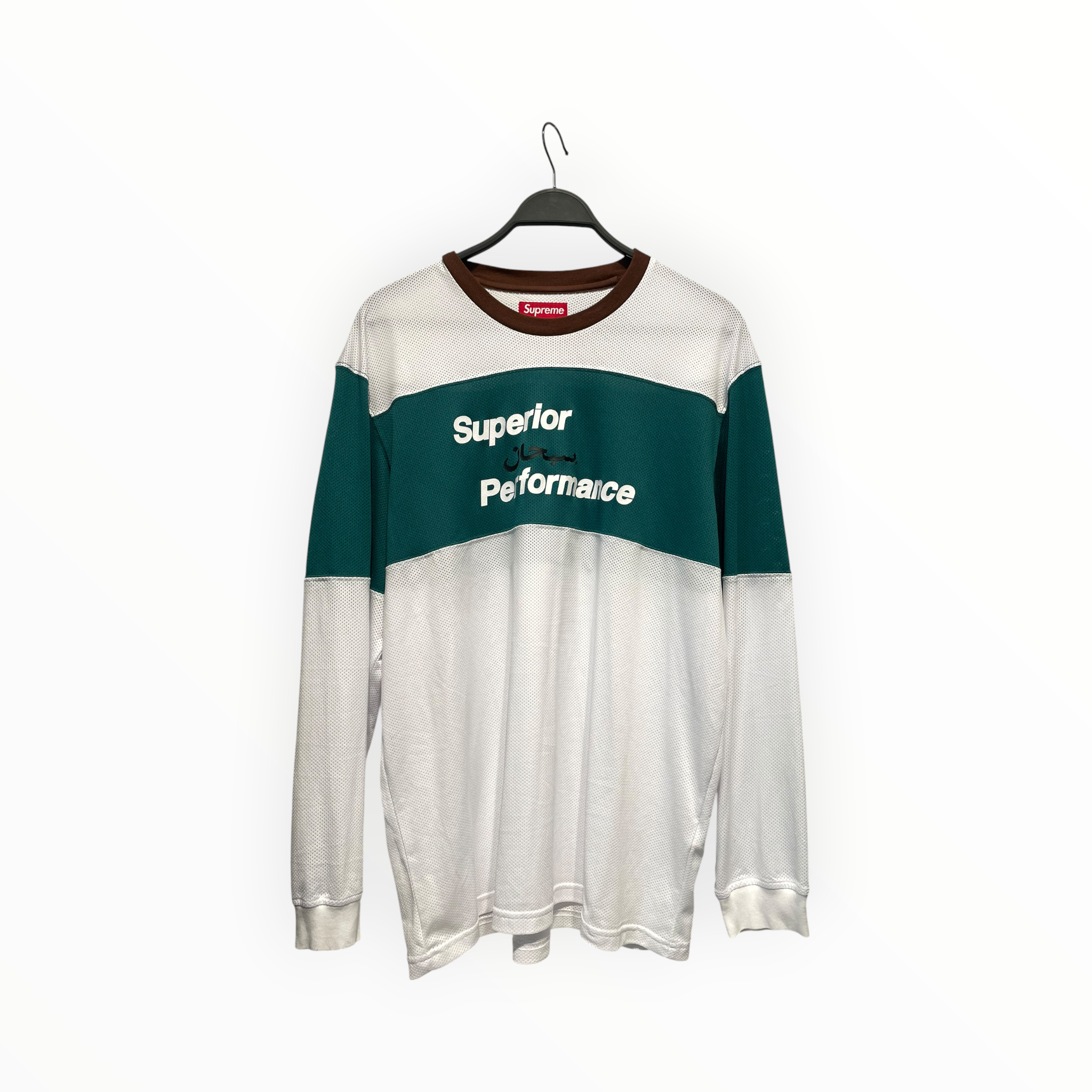 Supreme/LS T-Shirt/L/Nylon/WHT/ARABIC GREEN JERSEY view 1
