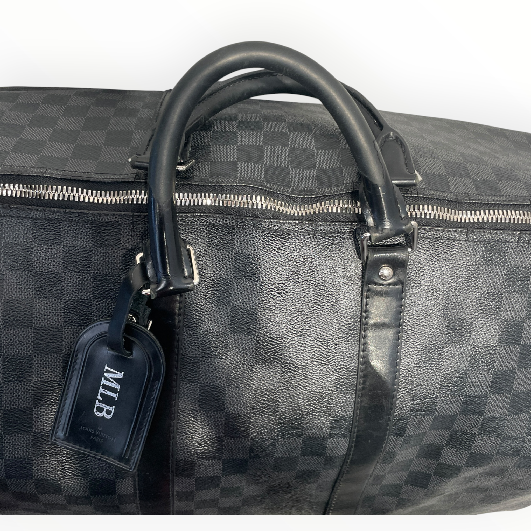 LOUIS VUITTON/Boston Bag/Leather/BLK/Black Duffle view 4