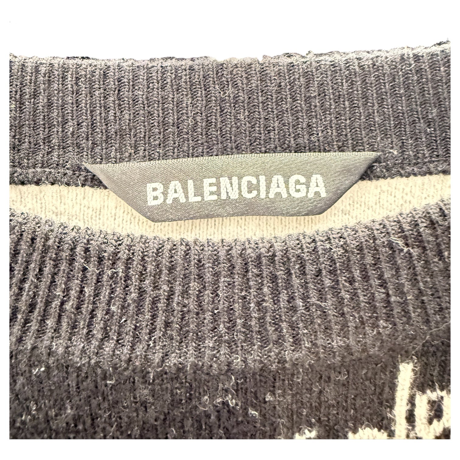 BALENCIAGA/Heavy Sweater/M/All Over Print/Wool/BLK/Oversize/script logo view 3