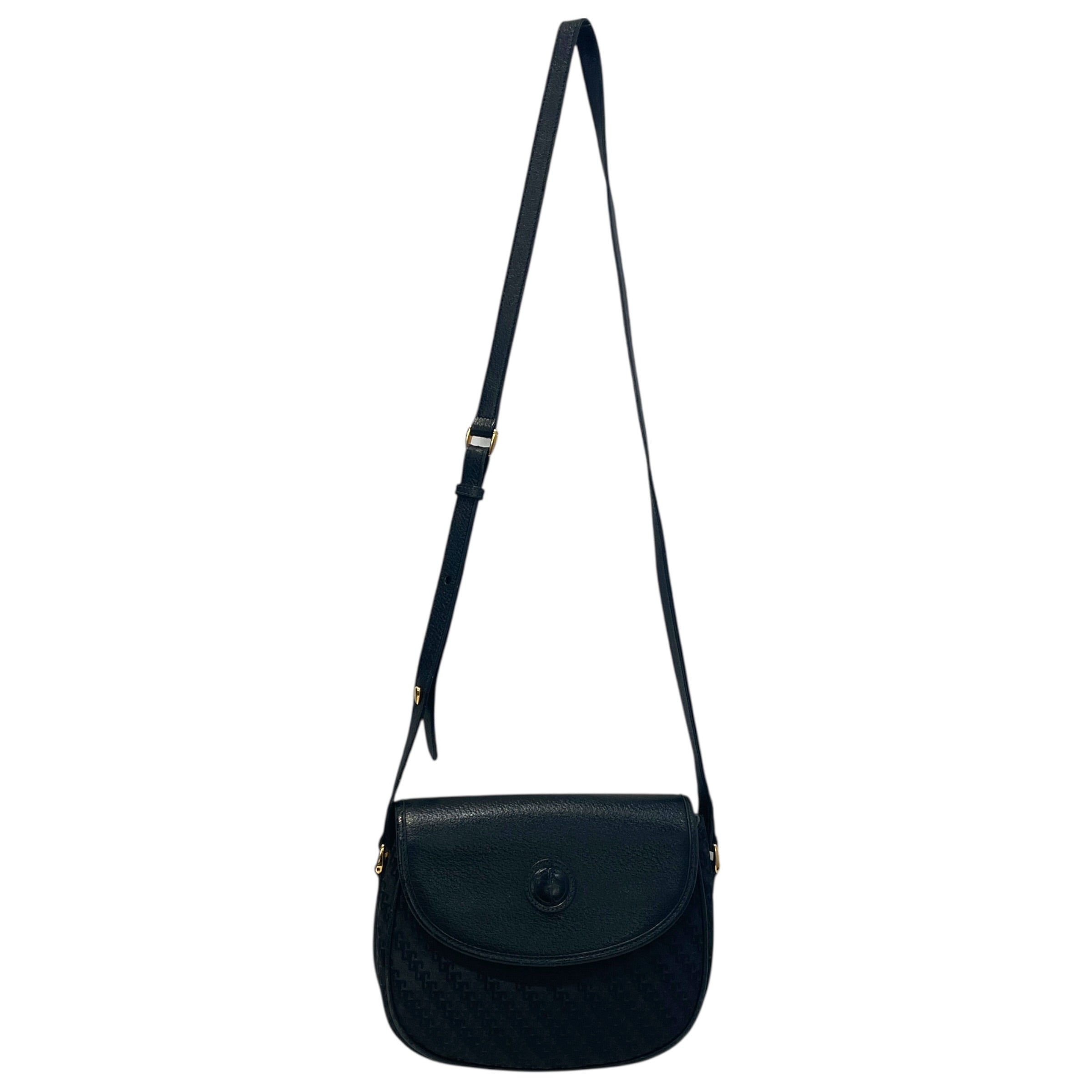 GUCCI/Cross Body Bag/All Over Print/Leather/BLK/gld detail/ logo all over view 1
