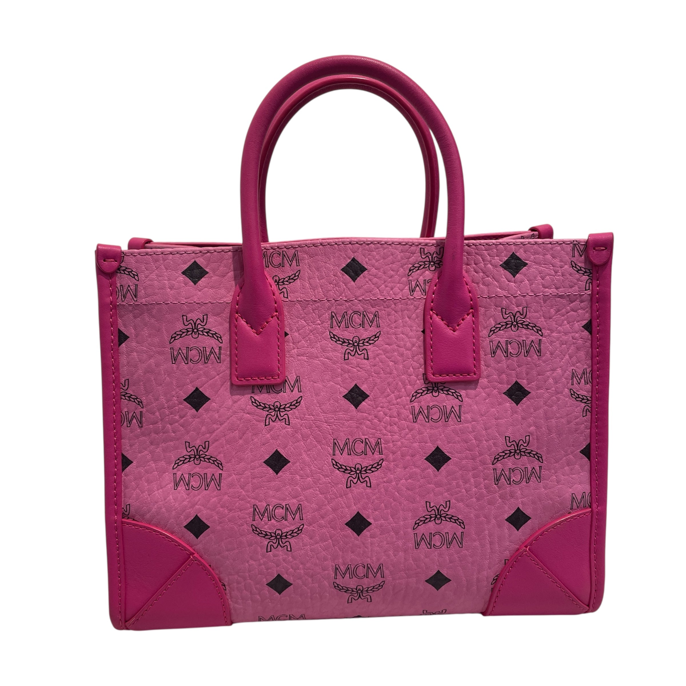 MCM/Tote Bag/Monogram/Leather/PNK/small munchen tote in pink view 2