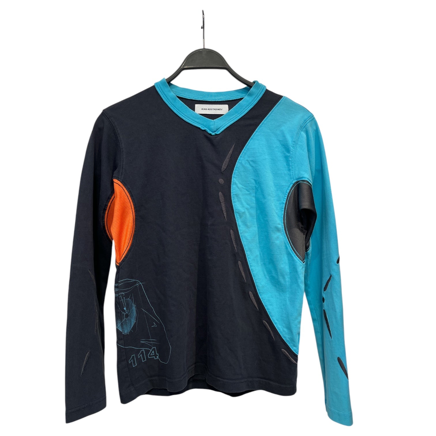 Kiko Kostadinov/LS T-Shirt/44/Graphic/Cotton/BLU/mesh/multi patch longsleeve view 1
