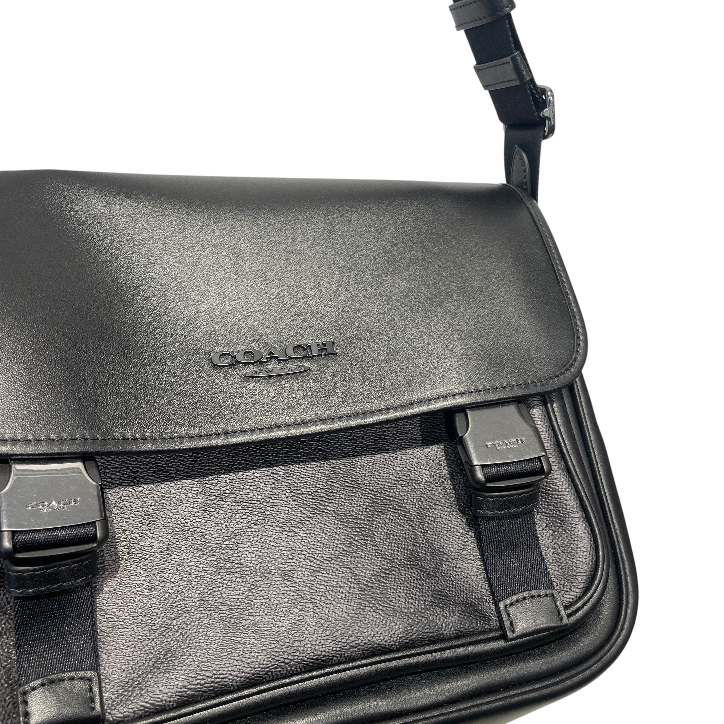 COACH/Bag/Leather/BLK/racer messenger view 3