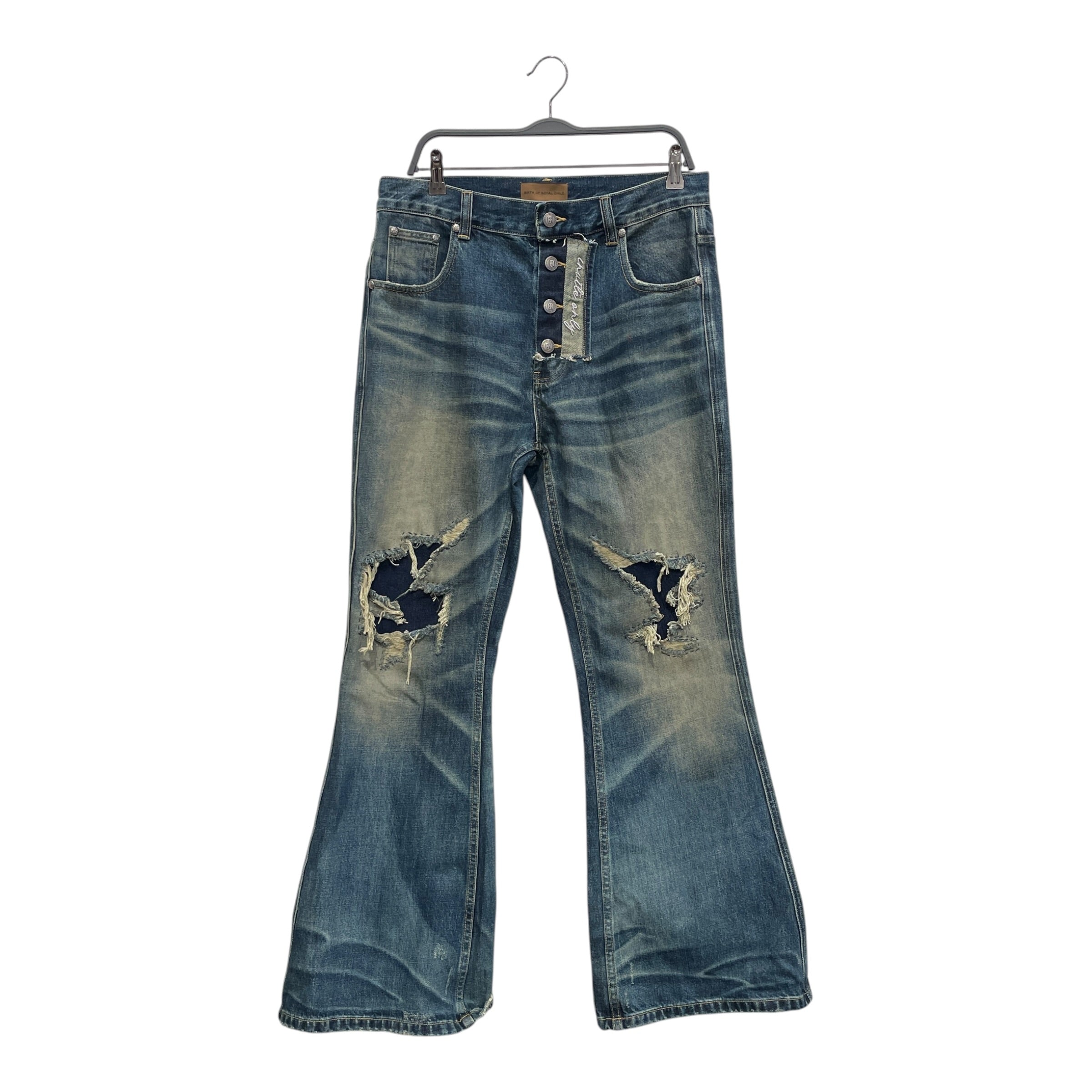 Birth Of Royal Child/Straight Pants/L/Denim/BLU/Button Fly/FADED/DISTRESSED view 1