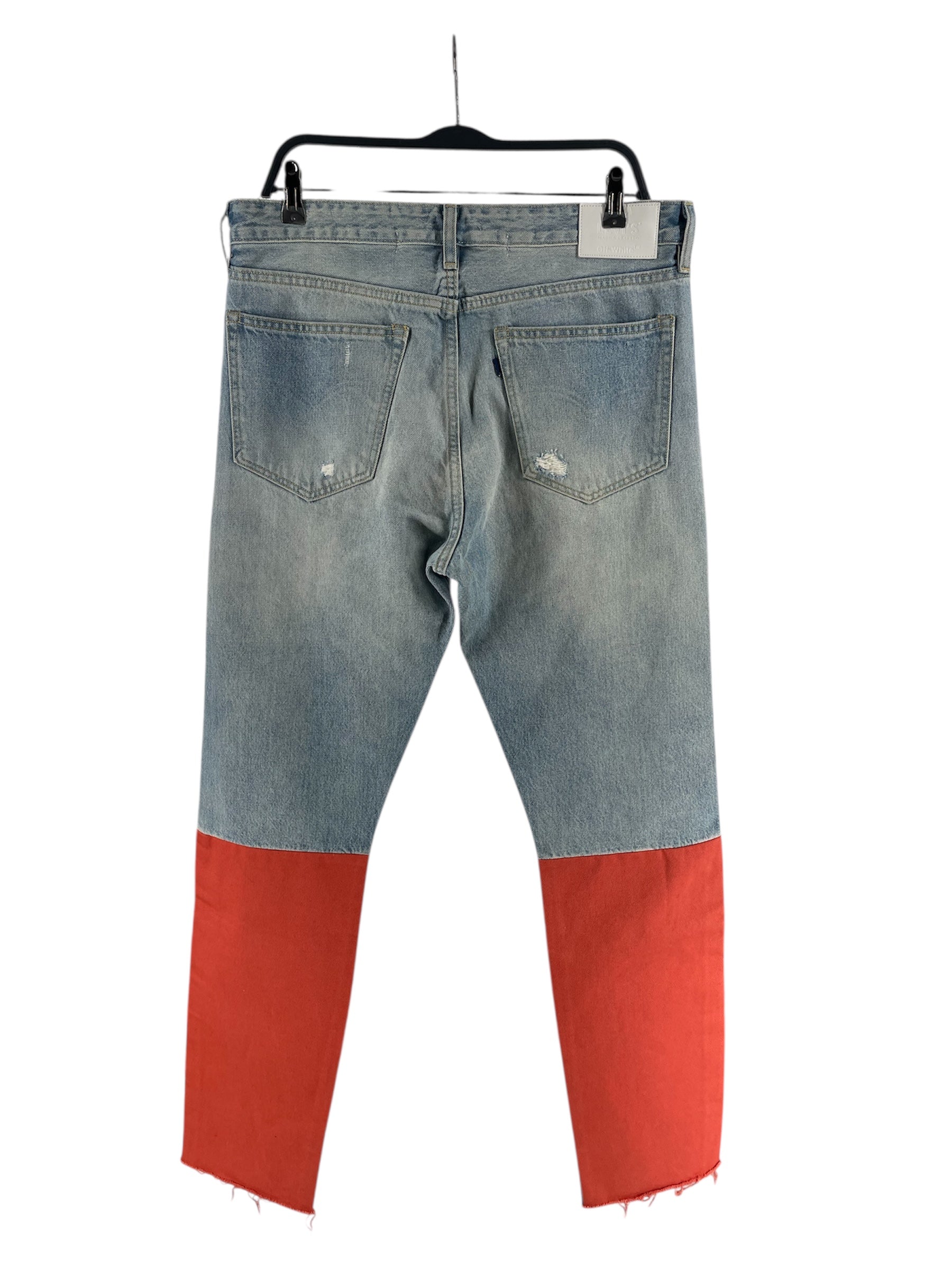 OFF-WHITE/Straight Pants/36/Denim/BLU/ORANGE PAINTED view 2