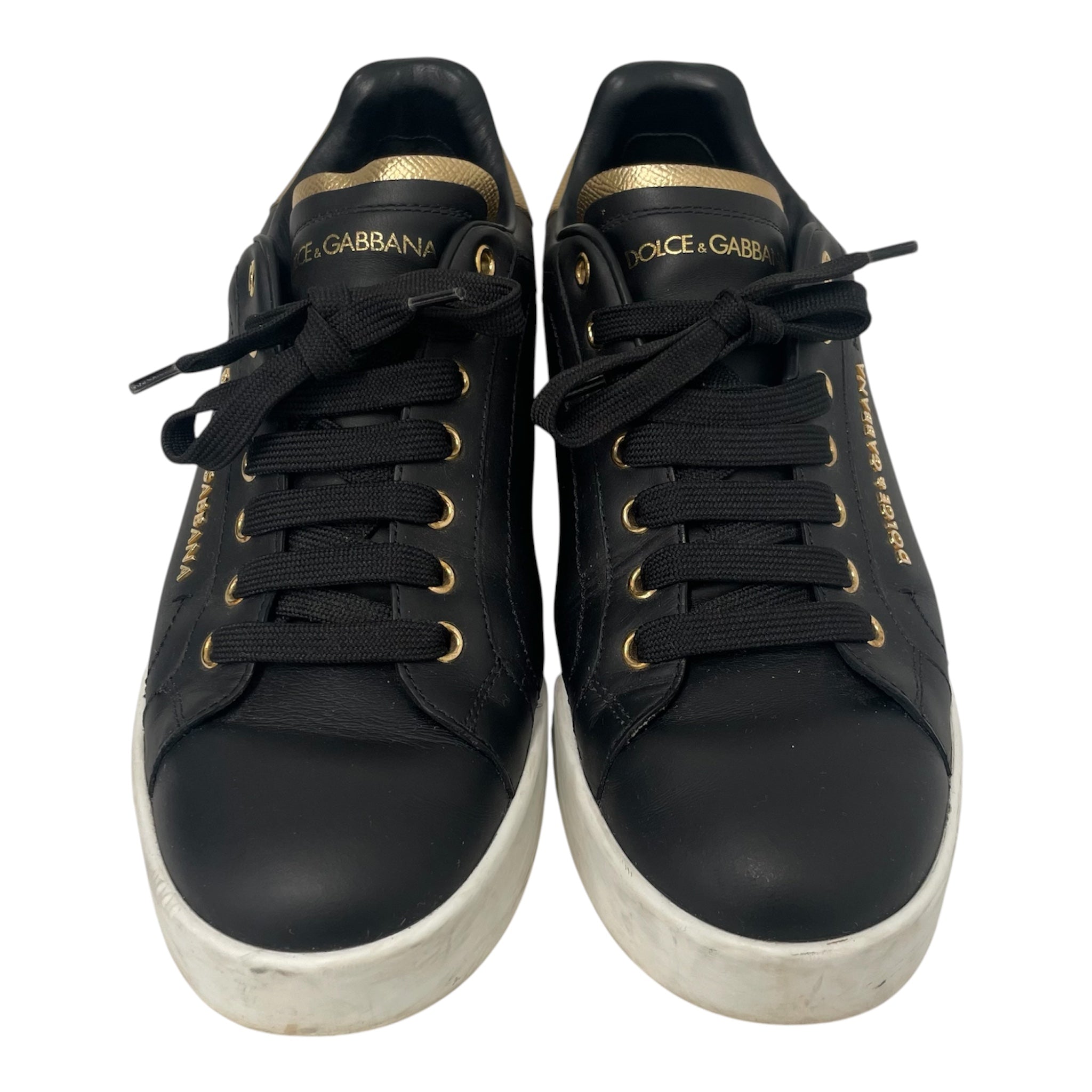 DOLCE&GABBANA/Low-Sneakers/US 9.5/Leather/BLK/GOLDLETTERING view 4