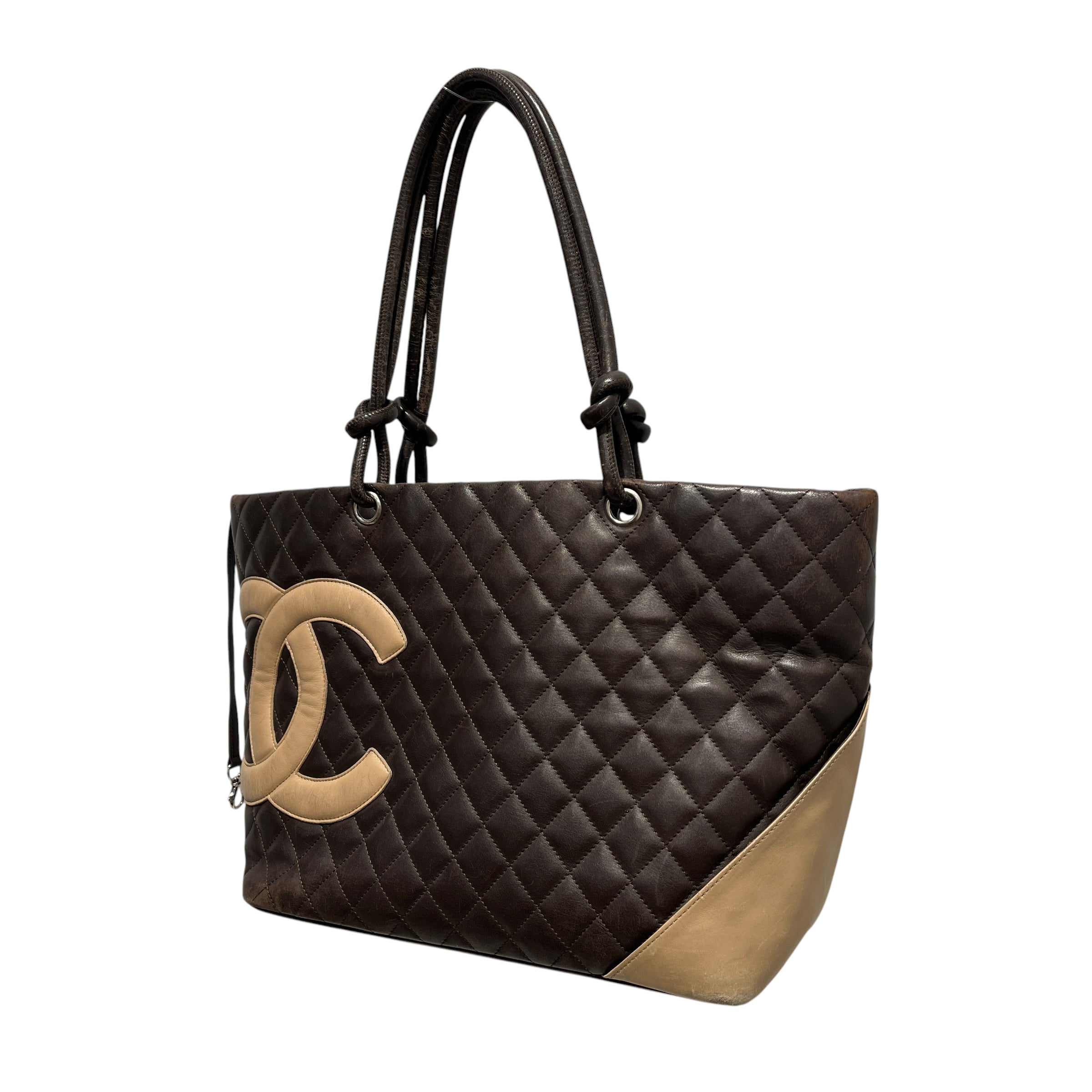 CHANEL/Tote Bag/Leather/BRW/vintage cambon line cc quilted view 1