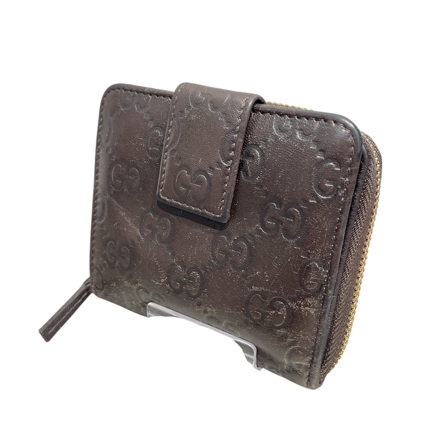 GUCCI/Bifold Wallet/Monogram/Leather/BRW/Gucci Shima Coin Wallet view 1