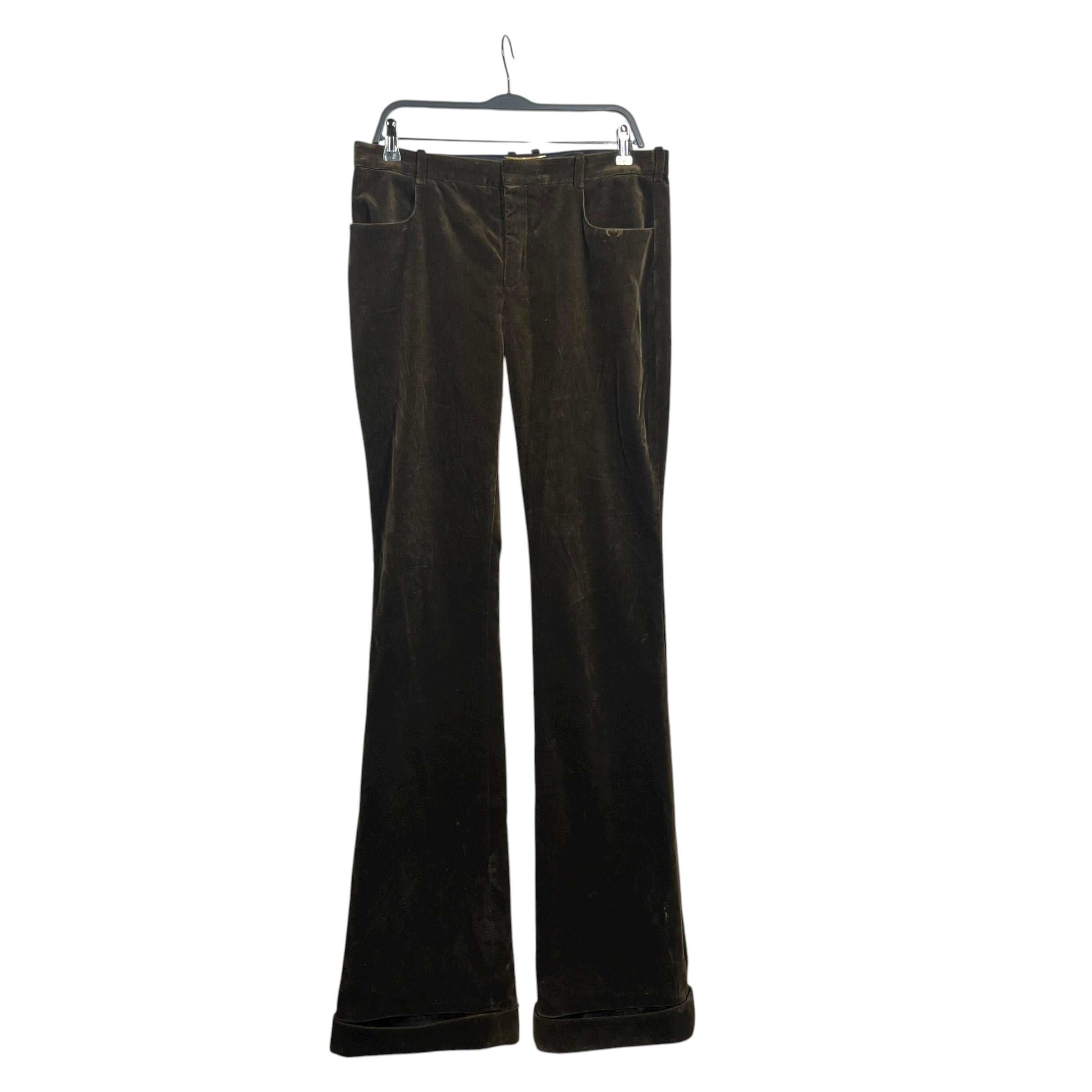 SAINT LAURENT/Pants/42/Cotton/BRW/VELOUR FLARED PANTS view 1
