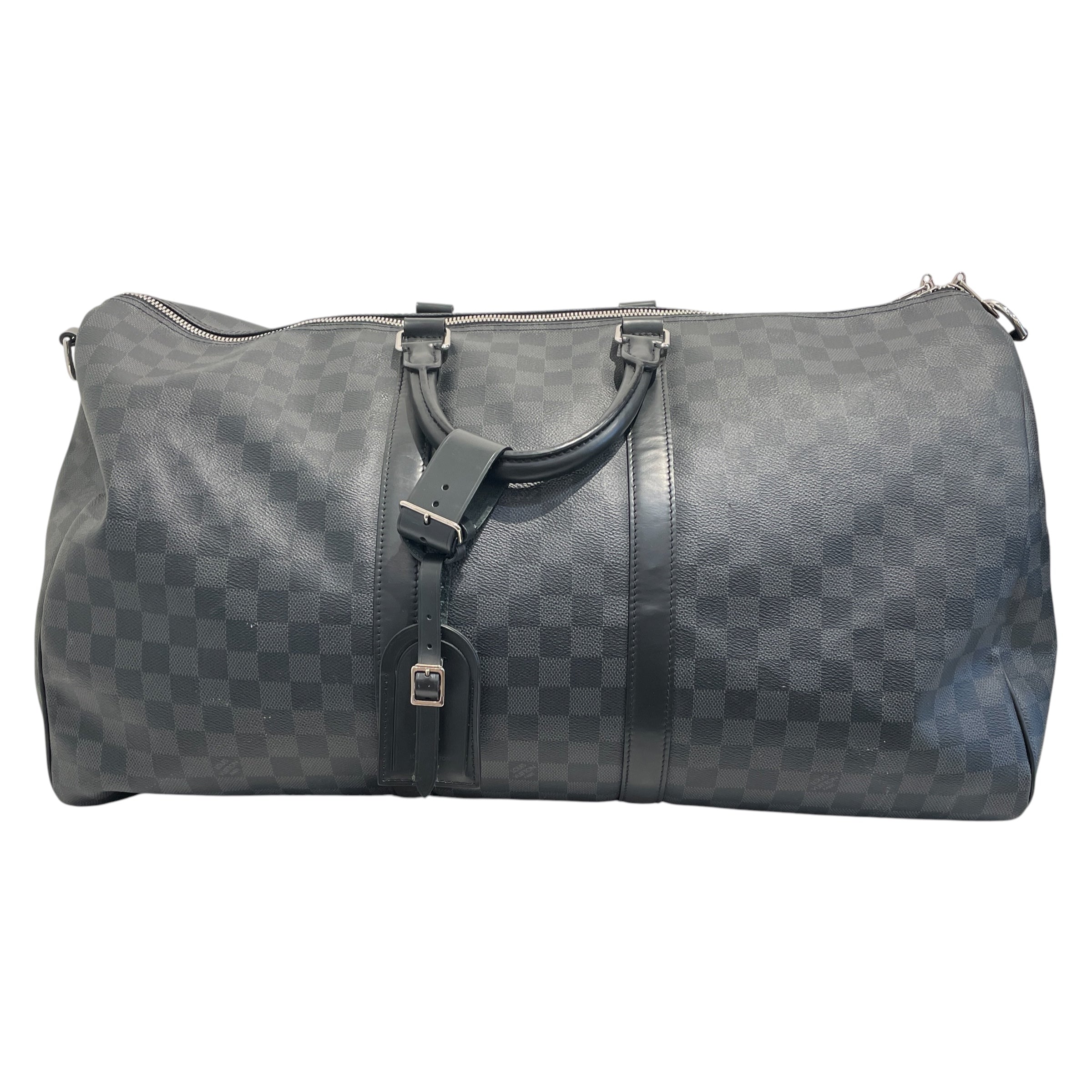 LOUIS VUITTON/Bag/Monogram/Leather/BLK/Keepall 55 Graphite view 1